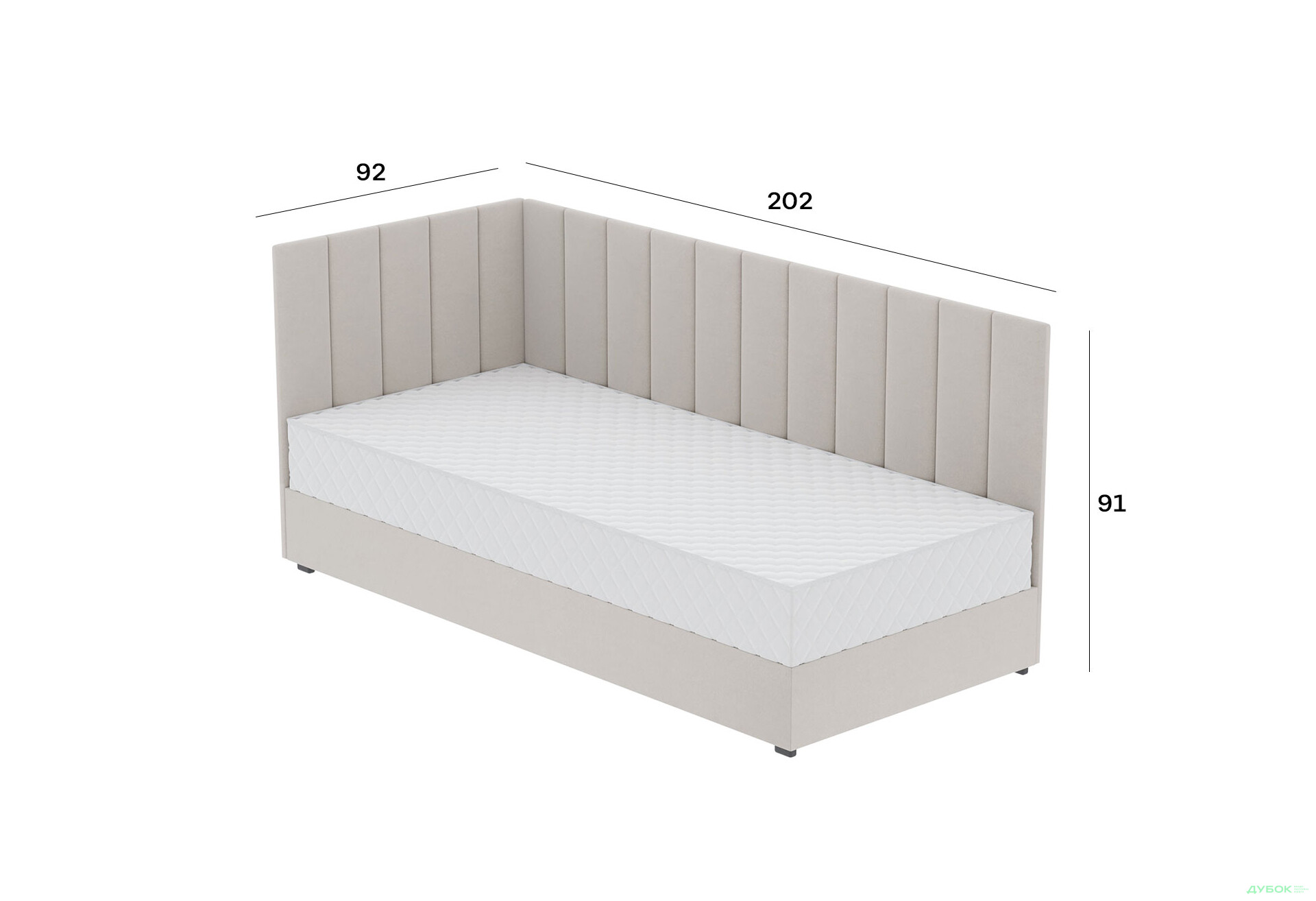 Ліжко-подіум Vika Перлина 90х200 см підйомне з матрацом, збірка ліва, беж (Malcolm 55) - Зображення 6 Зображення 6 - Ліжко-подіум Vika Перлина 90х200 см підйомне з матрацом, збірка ліва, беж (Malcolm 55)