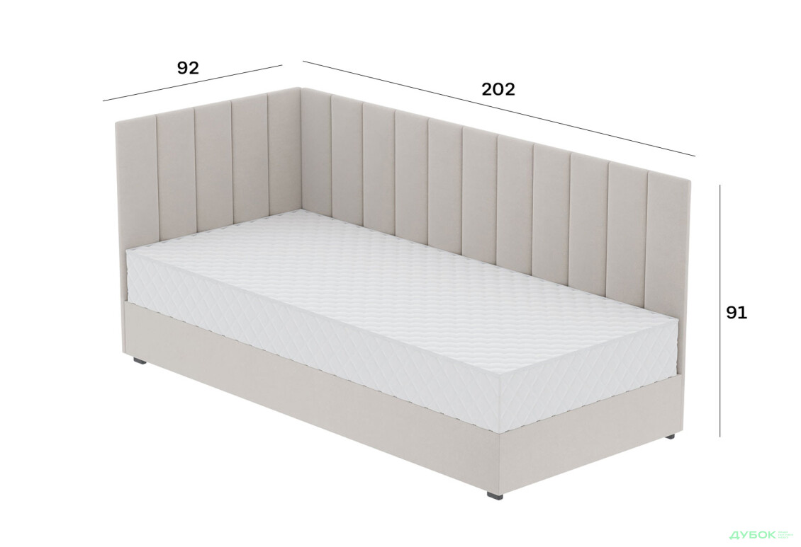 Ліжко-подіум Vika Перлина 90х200 см підйомне з матрацом, збірка ліва, беж (Malcolm 55) - Зображення 6 Зображення 6 - Ліжко-подіум Vika Перлина 90х200 см підйомне з матрацом, збірка ліва, беж (Malcolm 55)