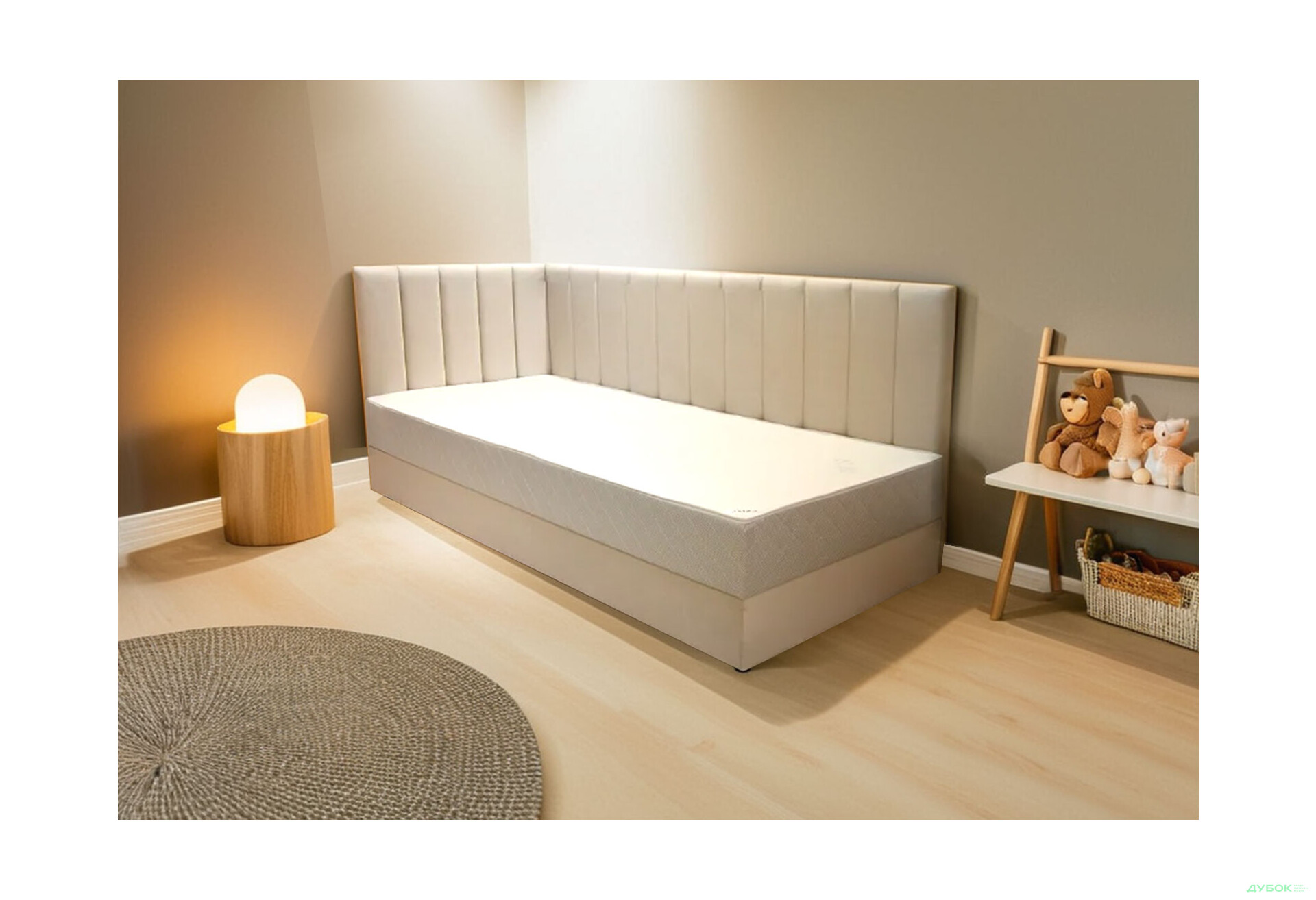 Ліжко-подіум Vika Перлина 90х200 см підйомне з матрацом, збірка ліва, беж (Malcolm 55) - Зображення 3 Зображення 3 - Ліжко-подіум Vika Перлина 90х200 см підйомне з матрацом, збірка ліва, беж (Malcolm 55)