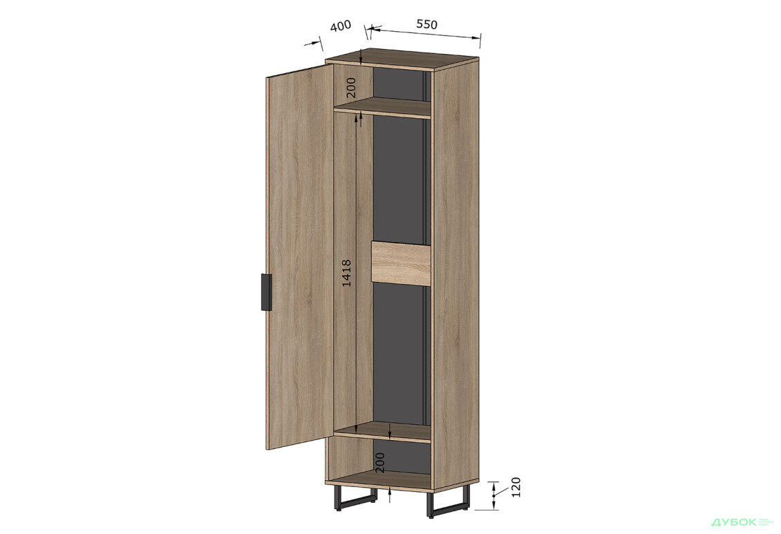 Шафа Moreli F-0005 Forte / Форте, 55 см дуб гранж пісочний - Зображення 4 Зображення 4 - Шафа Moreli F-0005 Forte / Форте, 55 см дуб гранж пісочний