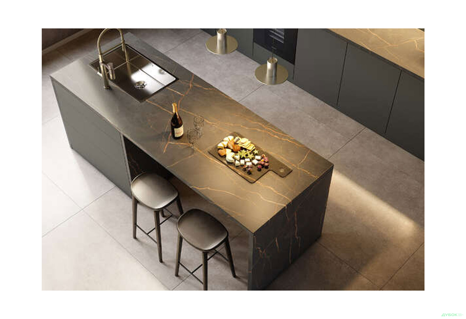 К698 стільниця Неро Бронзо R-3 38 мм Кроноспан - Зображення 2 Зображення 2 - К698 стільниця Неро Бронзо R-3 38 мм Кроноспан