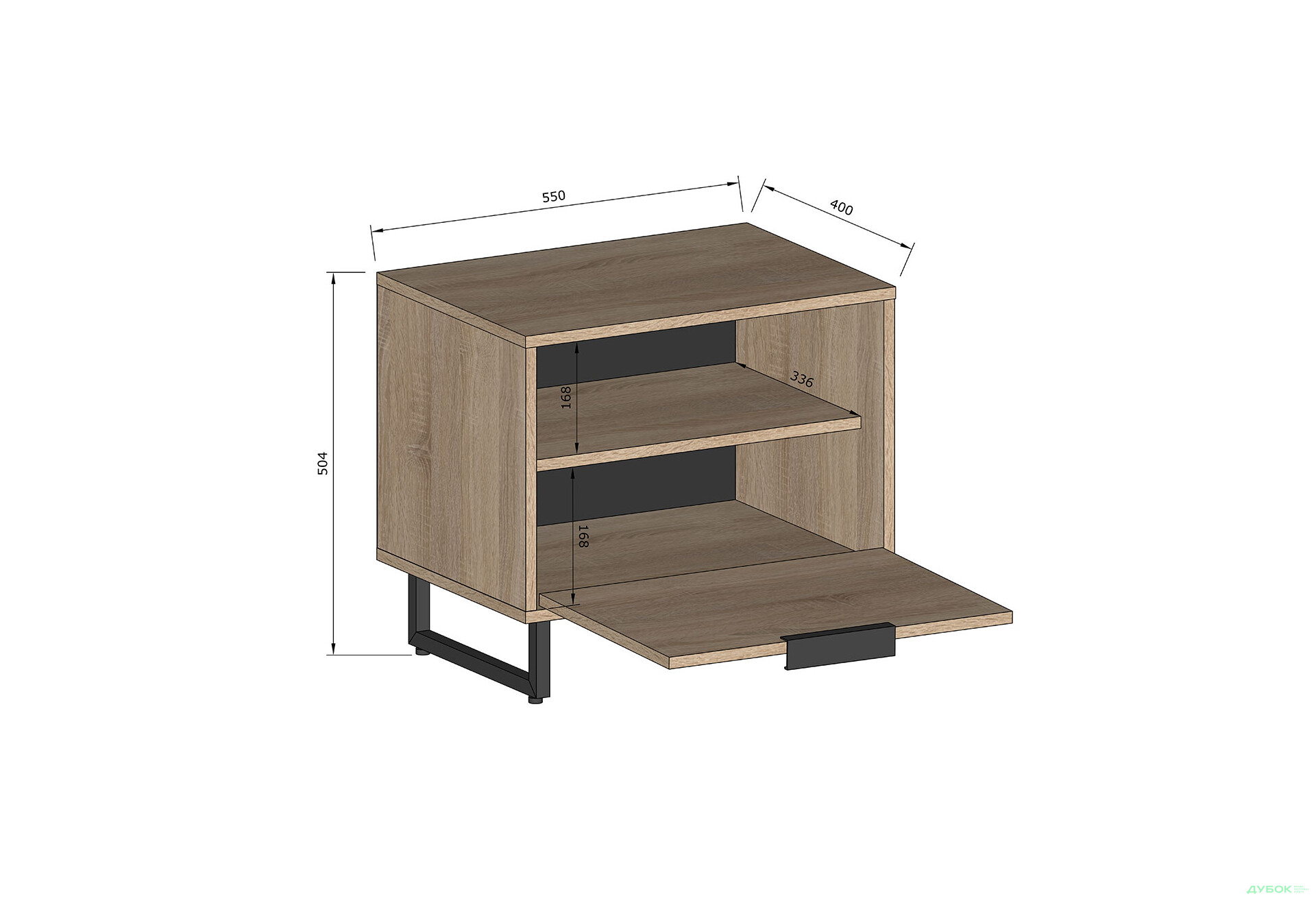 Приліжкова тумба Moreli F-0011 Forte / Форте, 49 см бетон темний - Зображення 3 Зображення 3 - Приліжкова тумба Moreli F-0011 Forte / Форте, 49 см бетон темний