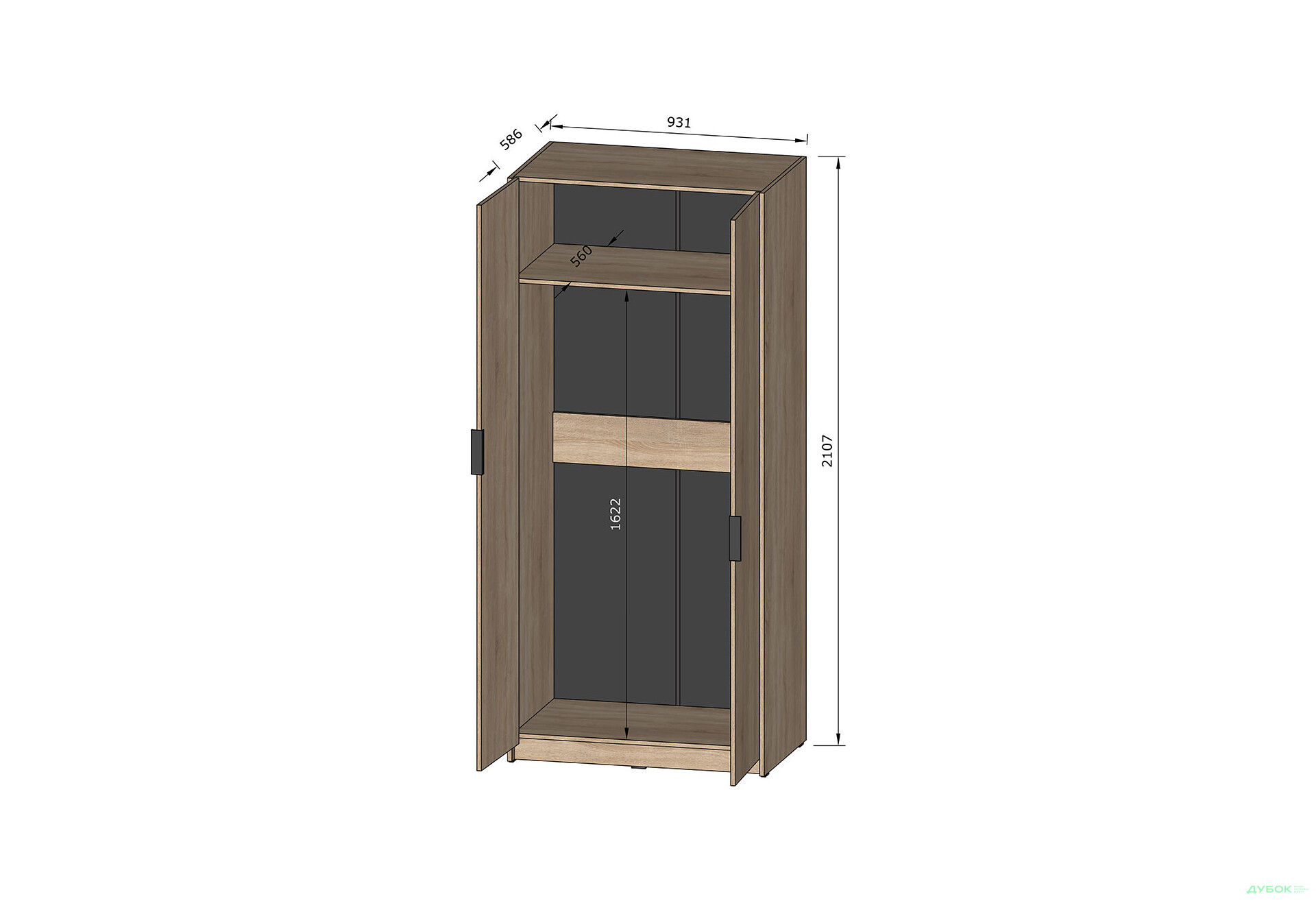 Зображення 4 - Шафа Moreli F-0012 Forte / Форте, 93 см бетон темний