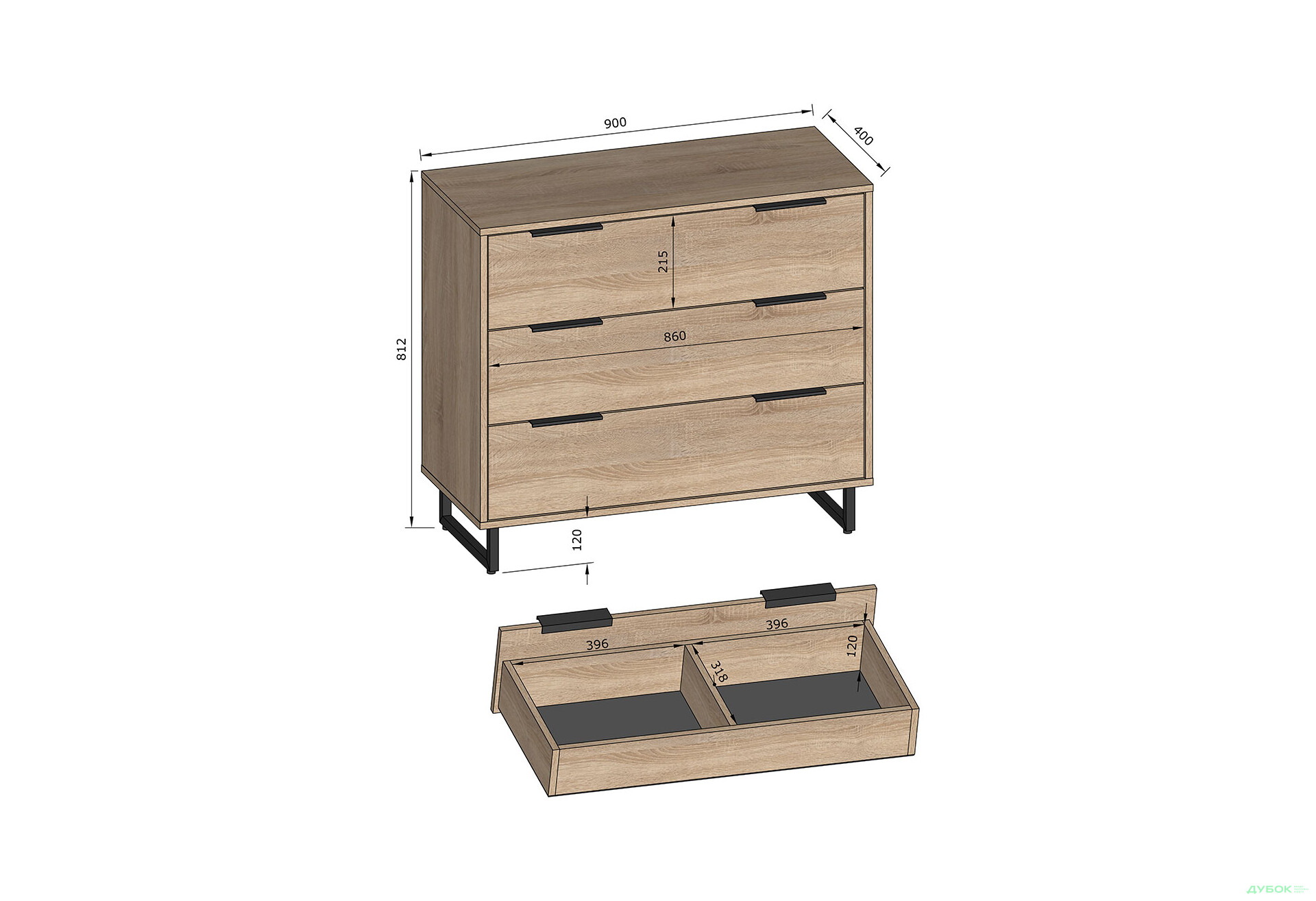 Комод Moreli F-0008 Forte / Форте, 90 см дуб кверкус - Зображення 3 Зображення 3 - Комод Moreli F-0008 Forte / Форте, 90 см дуб кверкус