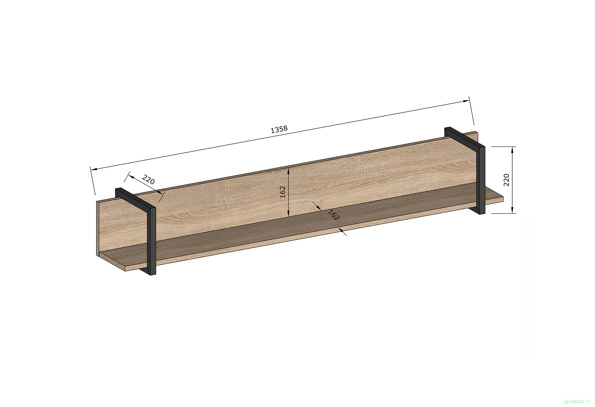 Полка Moreli F-0015 Forte / Форте, 136 см дуб кверкус - Зображення 3 Зображення 3 - Полка Moreli F-0015 Forte / Форте, 136 см дуб кверкус