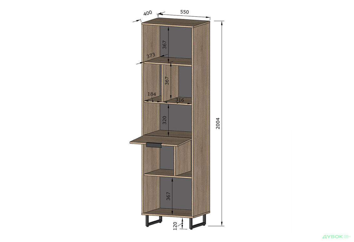 Изображение 2 - Стеллаж Moreli F-0016 Forte / Форте, 55 см дуб кверкус