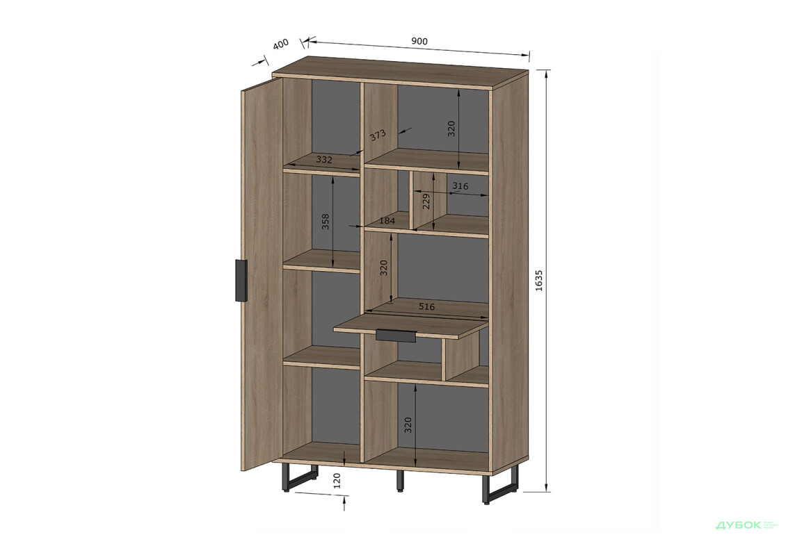 Изображение 2 - Стеллаж комби Moreli F-0006 Forte / Форте, 90 см дуб кверкус