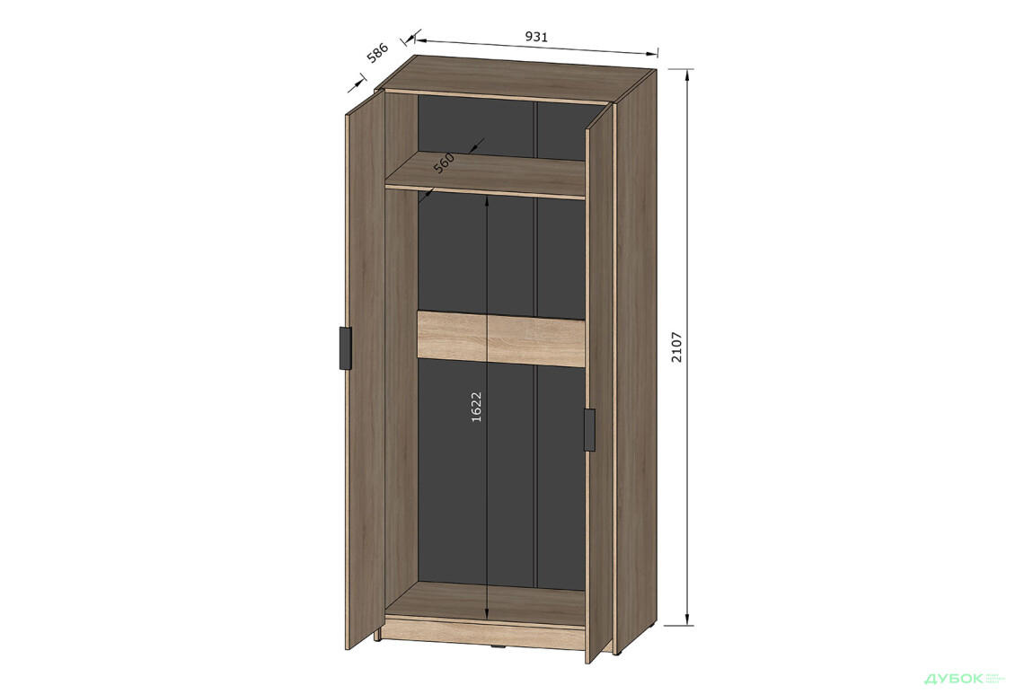 Зображення 4 - Шафа Moreli F-0012 Forte / Форте, 93 см дуб кверкус