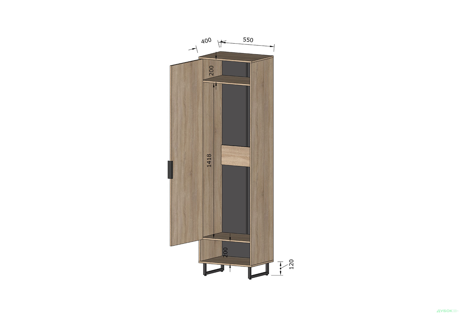 Зображення 4 - Шафа Moreli F-0005 Forte / Форте, 55 см дуб кверкус