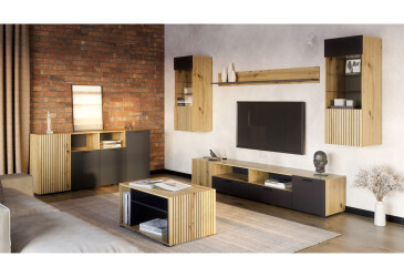 Вітальня Зара Світ Меблів з комодом 4Д та журнальним столиком, дуб артизан / антрацит