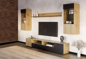 Вітальня Зара Світ Меблів з вітринами, дуб артизан / антрацит