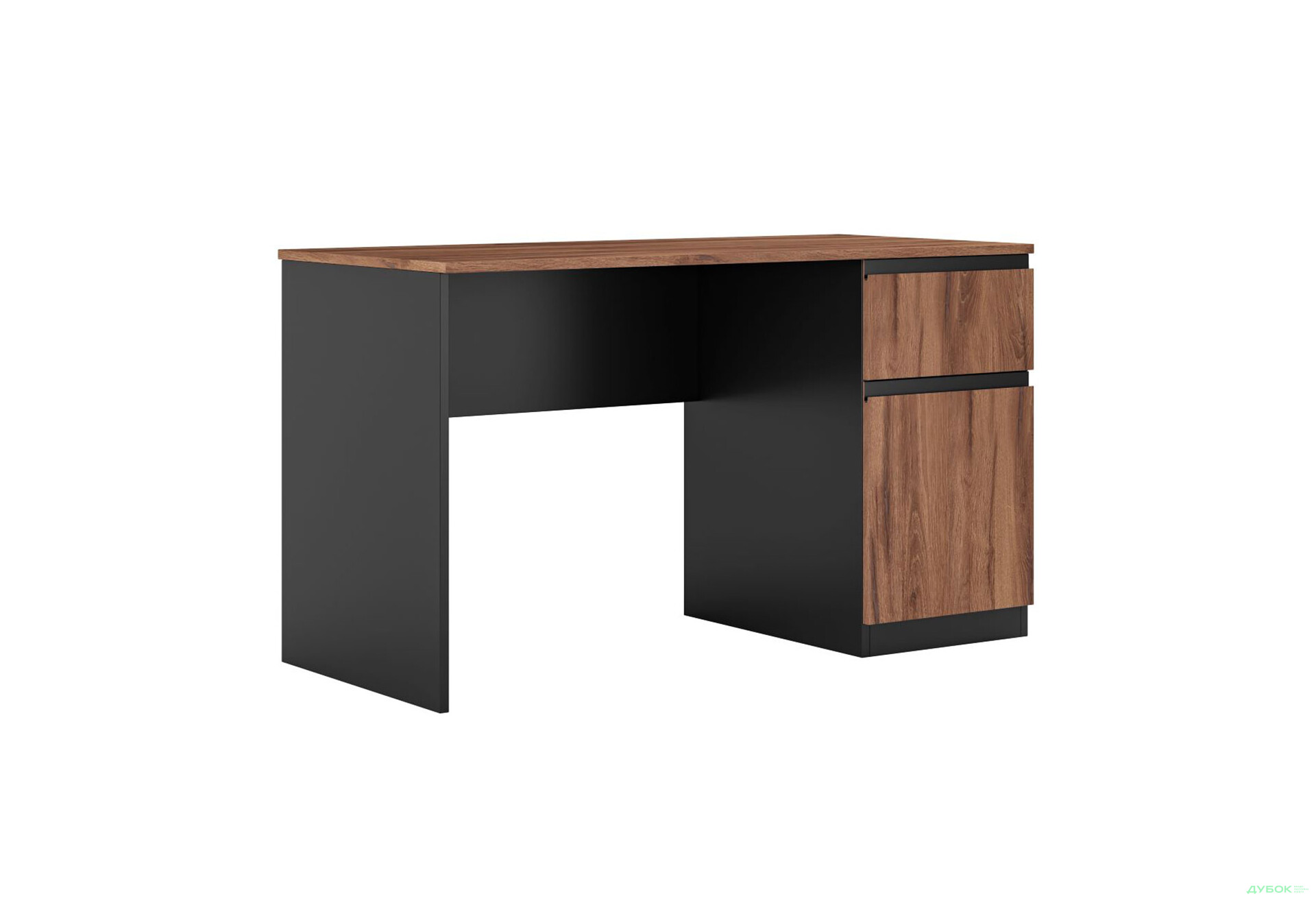 Стіл Світ Меблів Фріда з шухлядою і тумбою 128 см, чорний / дуб ліворно - Зображення 1 Зображення 1 - Стіл Світ Меблів Фріда з шухлядою і тумбою 128 см, чорний / дуб ліворно