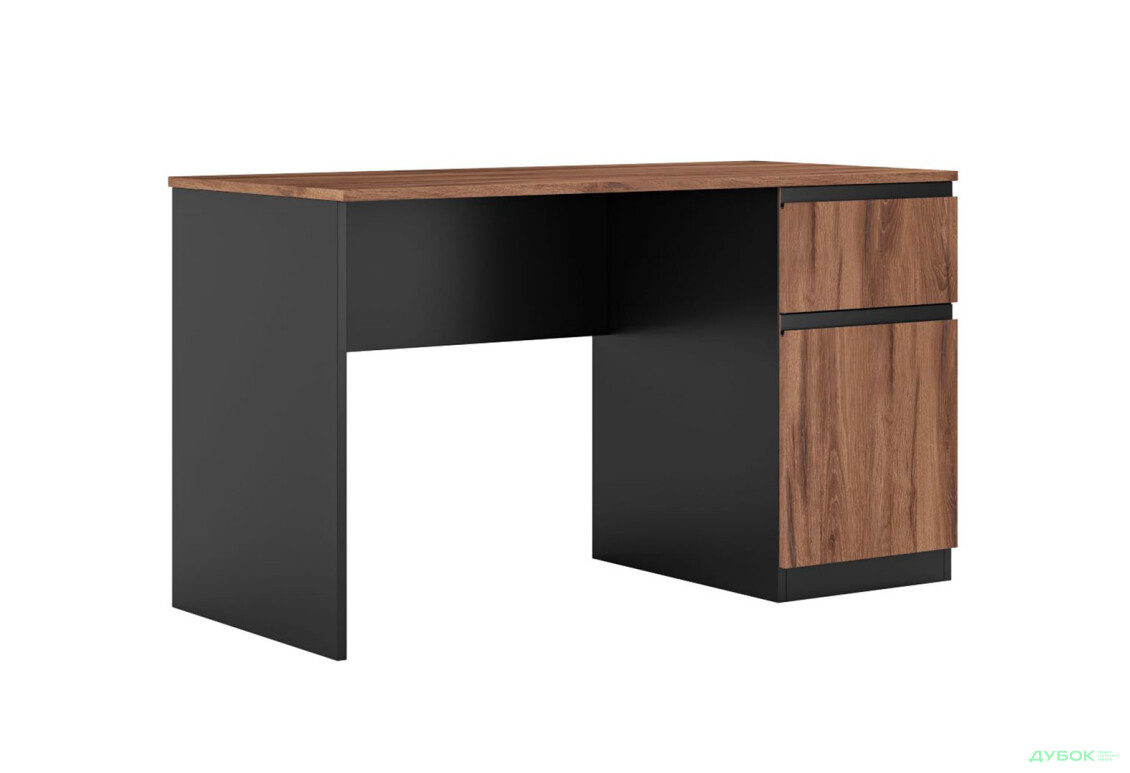 Стіл Світ Меблів Фріда з шухлядою і тумбою 128 см, чорний / дуб ліворно - Зображення 1 Зображення 1 - Стіл Світ Меблів Фріда з шухлядою і тумбою 128 см, чорний / дуб ліворно