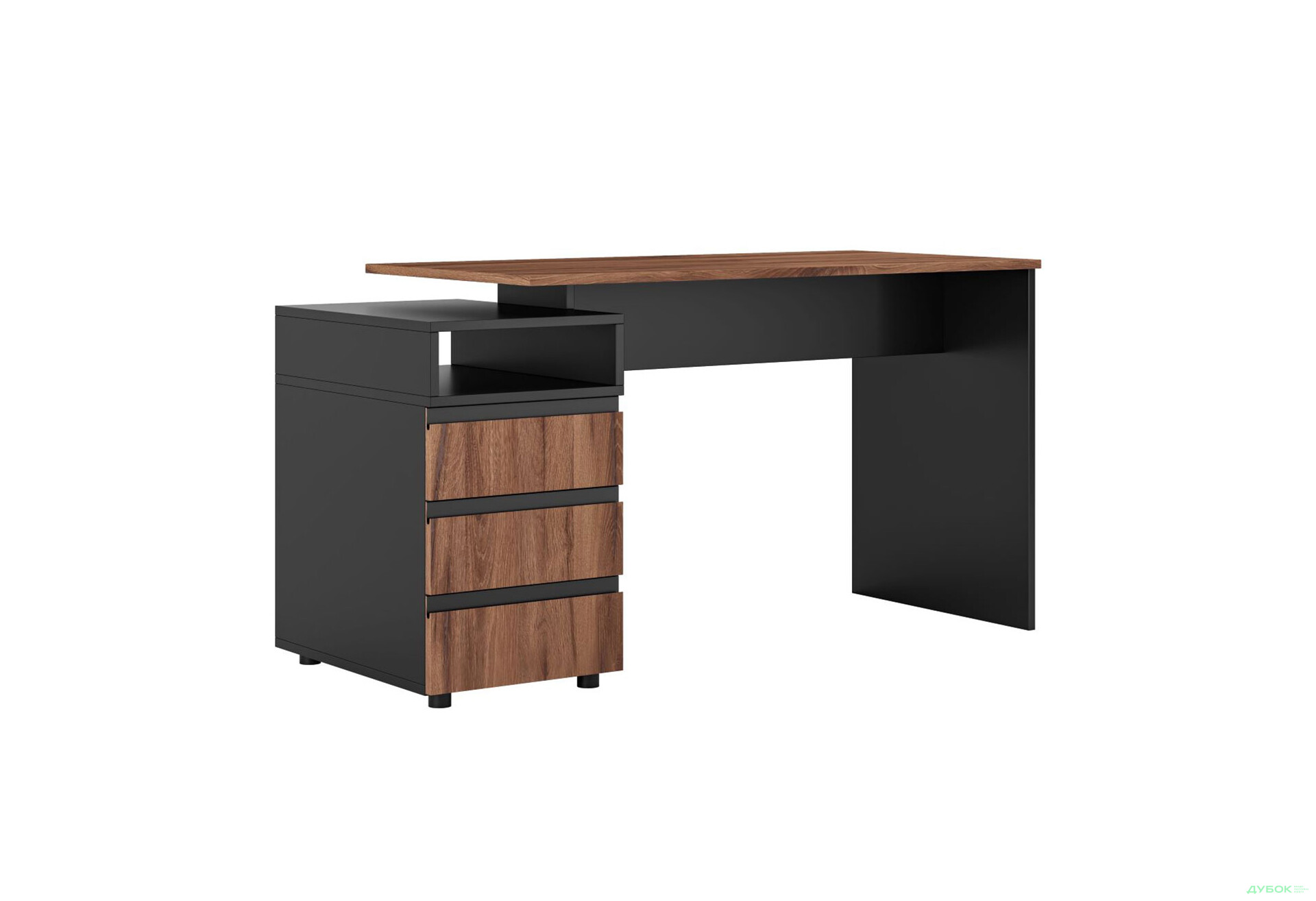 Стіл Світ Меблів Фріда з 3 шухлядами і полицею 140 см, чорний / дуб ліворно - Зображення 1 Зображення 1 - Стіл Світ Меблів Фріда з 3 шухлядами і полицею 140 см, чорний / дуб ліворно