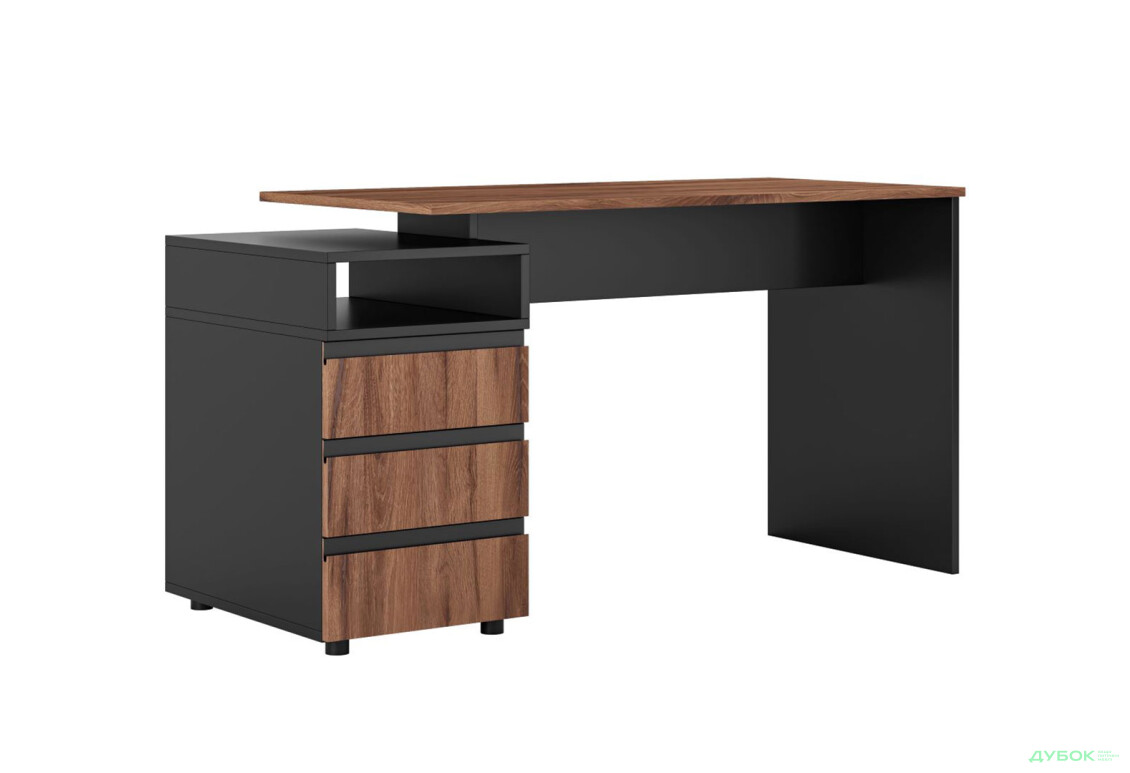 Стіл Світ Меблів Фріда з 3 шухлядами і полицею 140 см, чорний / дуб ліворно - Зображення 1 Зображення 1 - Стіл Світ Меблів Фріда з 3 шухлядами і полицею 140 см, чорний / дуб ліворно