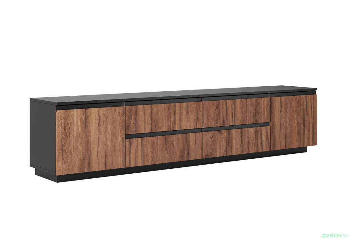 Тумба під ТВ Світ Меблів Фріда з шухлядами і дверцятами 230 см, чорний / дуб ліворно - Зображення 3 Зображення 3 - Тумба під ТВ Світ Меблів Фріда з шухлядами і дверцятами 230 см, чорний / дуб ліворно