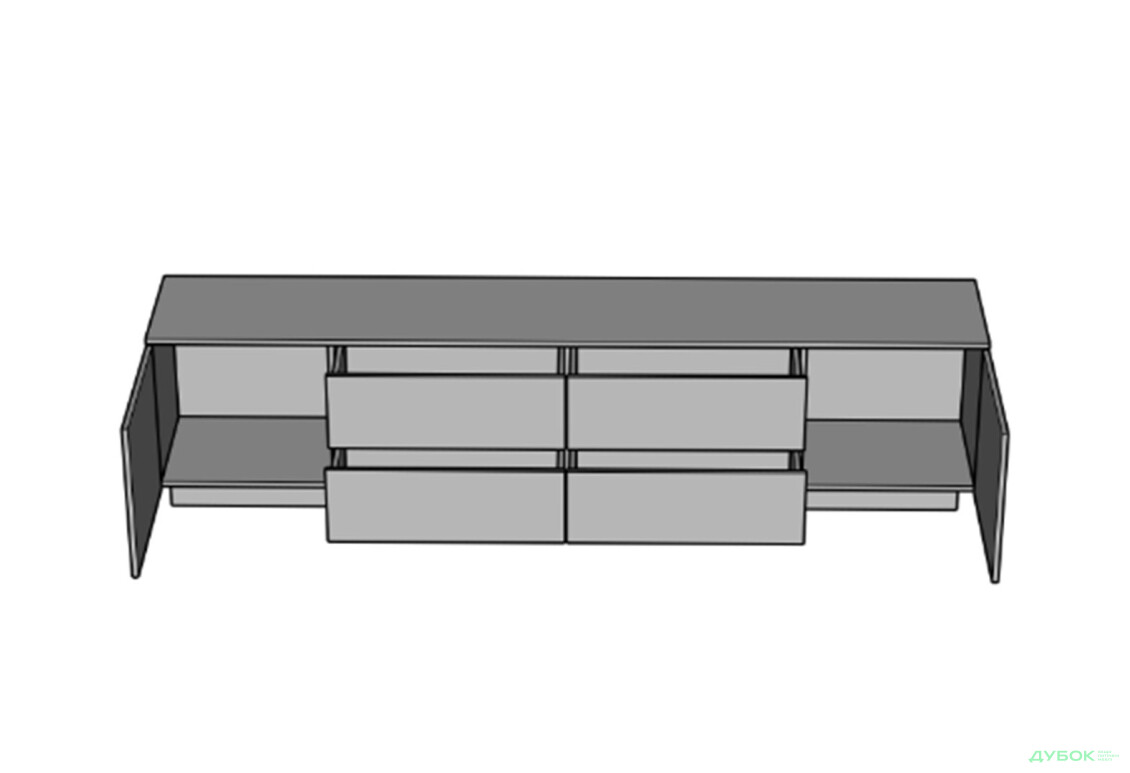 Тумба під ТВ Світ Меблів Фріда з шухлядами і дверцятами 230 см, чорний / дуб ліворно - Зображення 4 Зображення 4 - Тумба під ТВ Світ Меблів Фріда з шухлядами і дверцятами 230 см, чорний / дуб ліворно