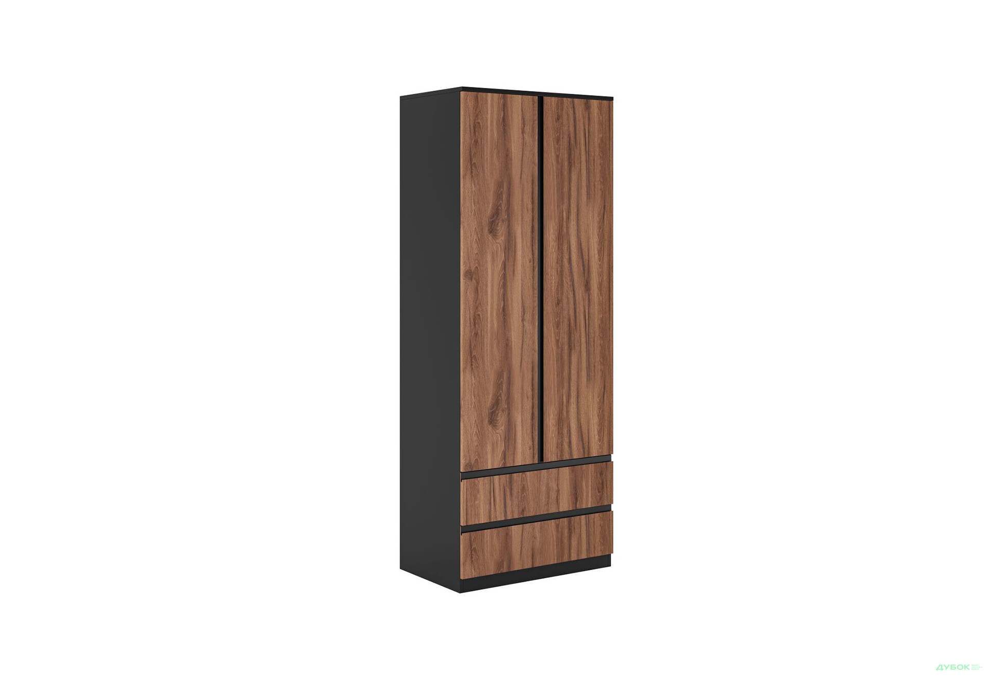 Шкаф Svit Mebliv Фрида двухдверная с 2 ящиками 80 см, чёрный / дуб ливорно - Изображение 3 Изображение 3 - Шкаф Svit Mebliv Фрида двухдверная с 2 ящиками 80 см, чёрный / дуб ливорно