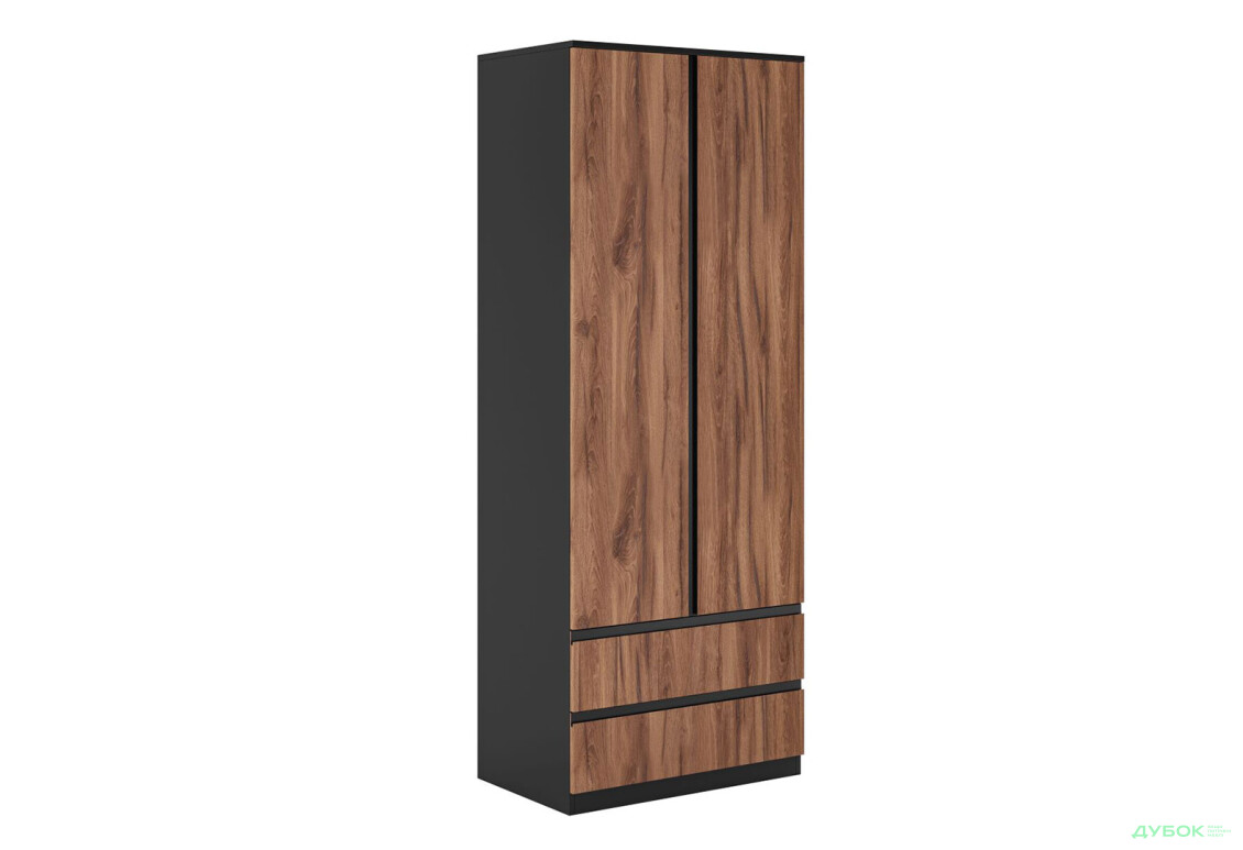 Шкаф Svit Mebliv Фрида двухдверная с 2 ящиками 80 см, чёрный / дуб ливорно - Изображение 3 Изображение 3 - Шкаф Svit Mebliv Фрида двухдверная с 2 ящиками 80 см, чёрный / дуб ливорно