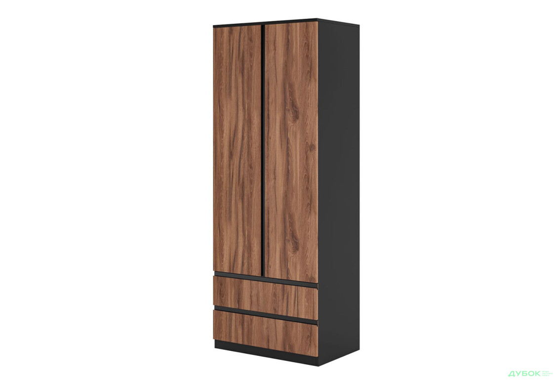 Шкаф Svit Mebliv Фрида двухдверная с 2 ящиками 80 см, чёрный / дуб ливорно - Изображение 1 Изображение 1 - Шкаф Svit Mebliv Фрида двухдверная с 2 ящиками 80 см, чёрный / дуб ливорно