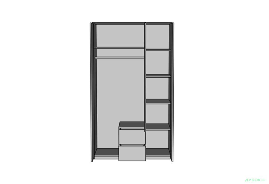 Шафа Світ Меблів Фріда тридверна з 2 шухлядами 120 см, чорний / дуб ліворно - Зображення 4 Зображення 4 - Шафа Світ Меблів Фріда тридверна з 2 шухлядами 120 см, чорний / дуб ліворно