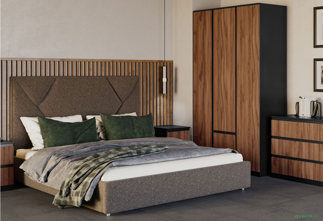 Шафа Світ Меблів Фріда тридверна з 2 шухлядами 120 см, чорний / дуб ліворно - Зображення 2 Зображення 2 - Шафа Світ Меблів Фріда тридверна з 2 шухлядами 120 см, чорний / дуб ліворно