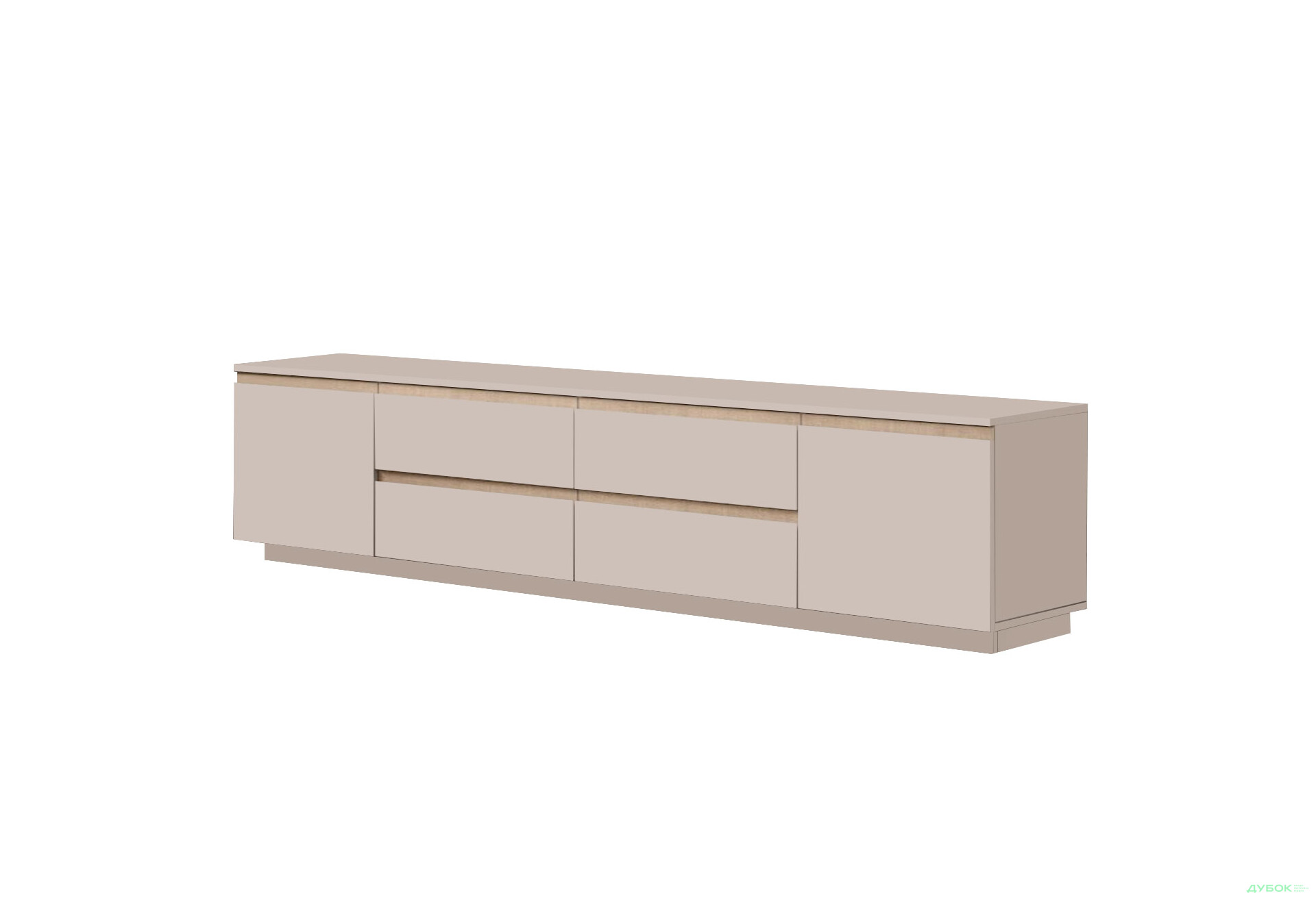 Тумба під ТВ Світ Меблів Фріда з шухлядами і дверцятами 230 см, тоффі / дуб сонома - Зображення 1 Зображення 1 - Тумба під ТВ Світ Меблів Фріда з шухлядами і дверцятами 230 см, тоффі / дуб сонома