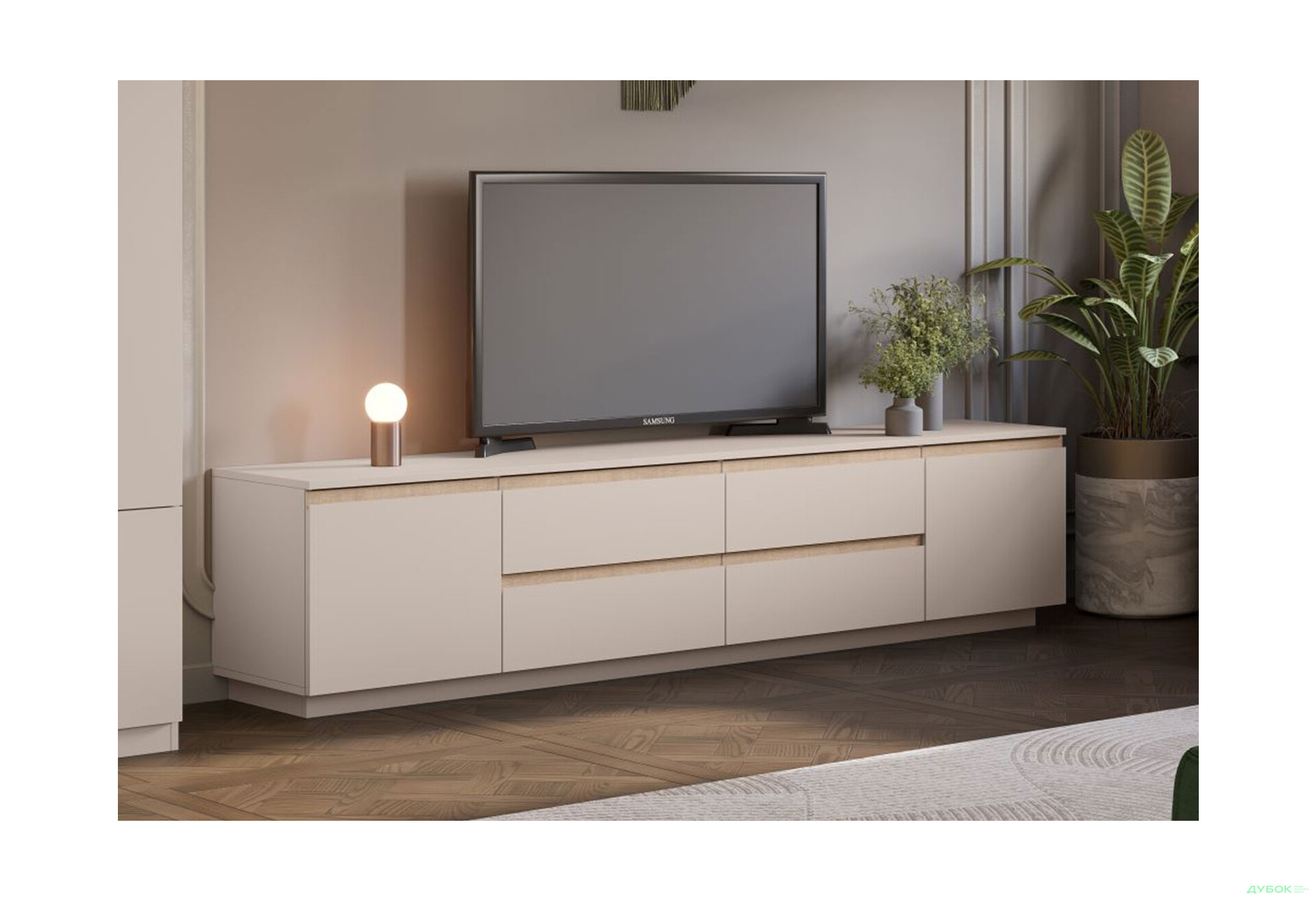 Тумба під ТВ Світ Меблів Фріда з шухлядами і дверцятами 230 см, тоффі / дуб сонома - Зображення 2 Зображення 2 - Тумба під ТВ Світ Меблів Фріда з шухлядами і дверцятами 230 см, тоффі / дуб сонома