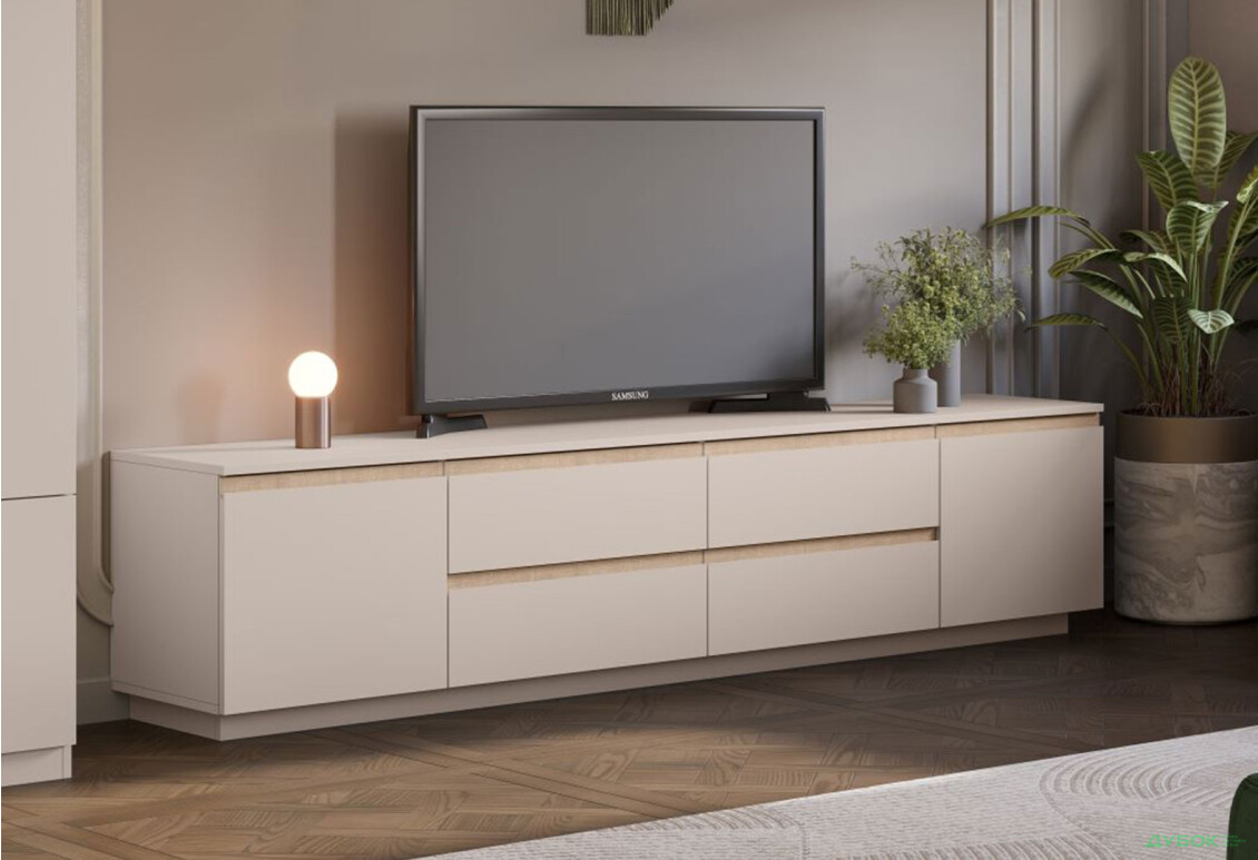 Тумба під ТВ Світ Меблів Фріда з шухлядами і дверцятами 230 см, тоффі / дуб сонома - Зображення 2 Зображення 2 - Тумба під ТВ Світ Меблів Фріда з шухлядами і дверцятами 230 см, тоффі / дуб сонома