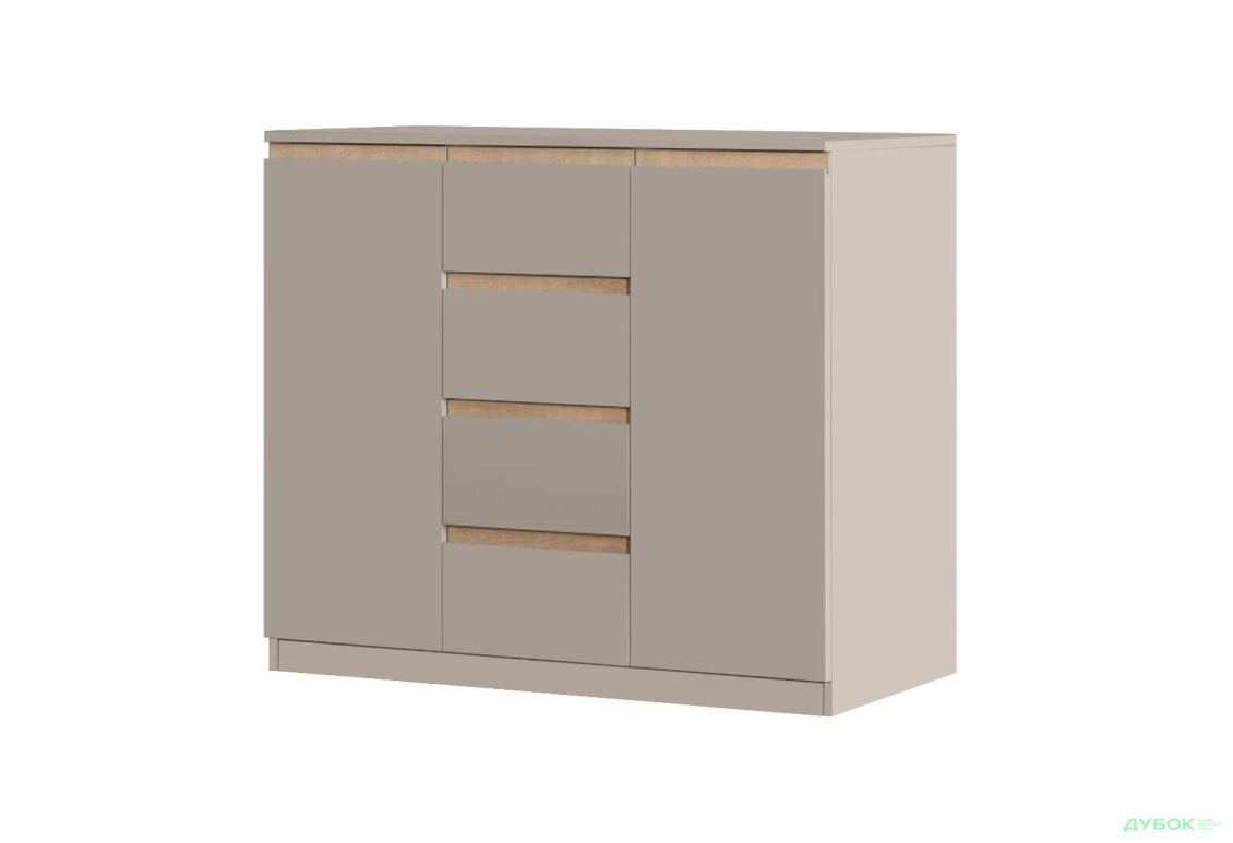 Комод Svit Mebliv Фрида с 2 дверцами і 4 ящиками 120 см, тоффи / дуб сонома - Изображение 1 Изображение 1 - Комод Svit Mebliv Фрида с 2 дверцами і 4 ящиками 120 см, тоффи / дуб сонома