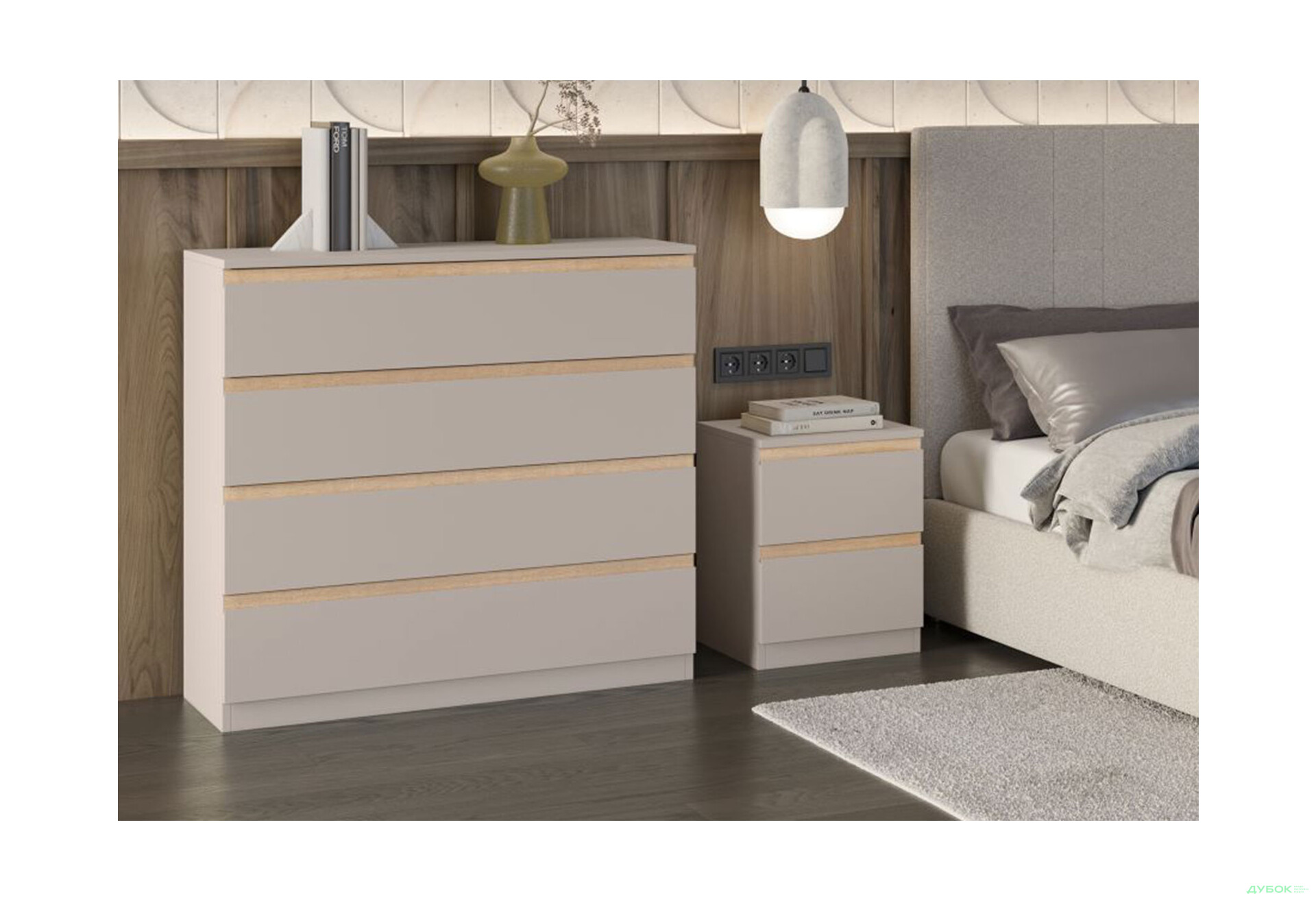Комод Світ Меблів Фріда з 4 шухлядами 100 см, тоффі / дуб сонома - Зображення 2 Зображення 2 - Комод Світ Меблів Фріда з 4 шухлядами 100 см, тоффі / дуб сонома