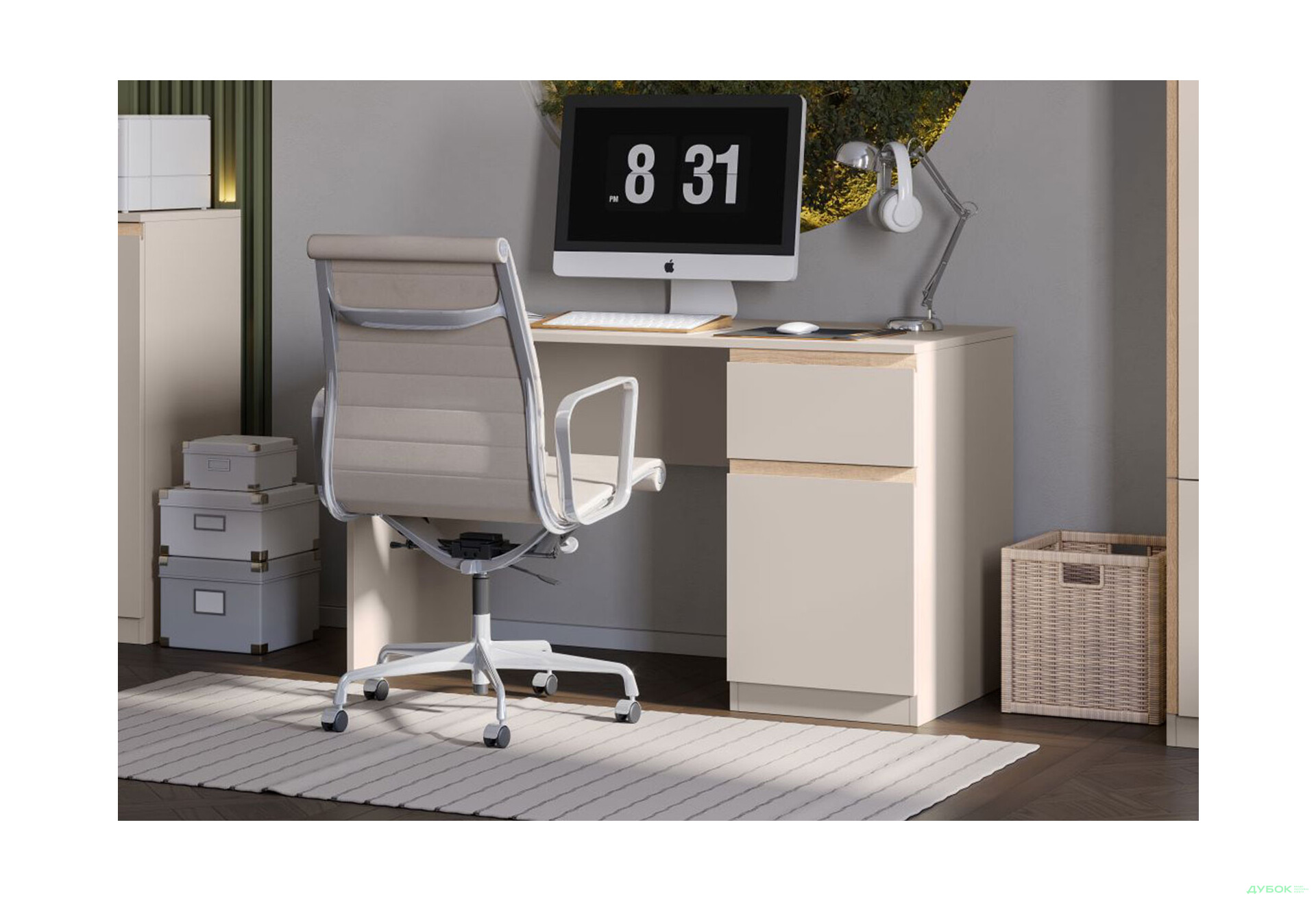 Стіл Світ Меблів Фріда з шухлядою і тумбою 128 см, тоффі / дуб сонома - Зображення 2 Зображення 2 - Стіл Світ Меблів Фріда з шухлядою і тумбою 128 см, тоффі / дуб сонома