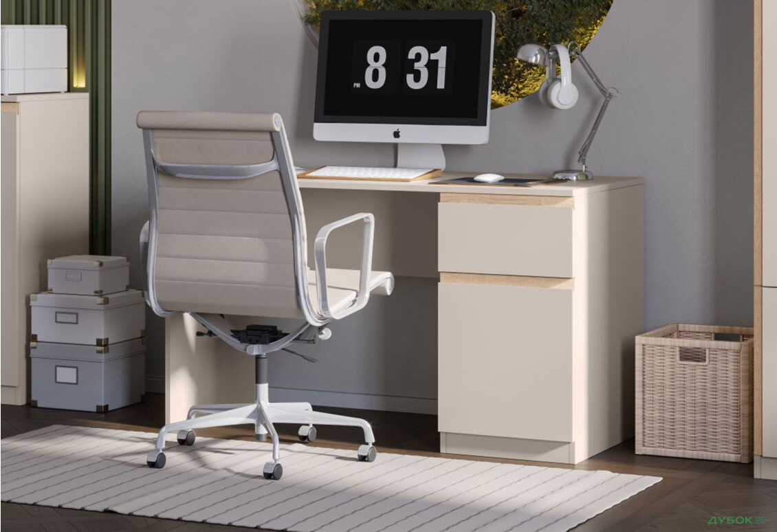 Стіл Світ Меблів Фріда з шухлядою і тумбою 128 см, тоффі / дуб сонома - Зображення 2 Зображення 2 - Стіл Світ Меблів Фріда з шухлядою і тумбою 128 см, тоффі / дуб сонома