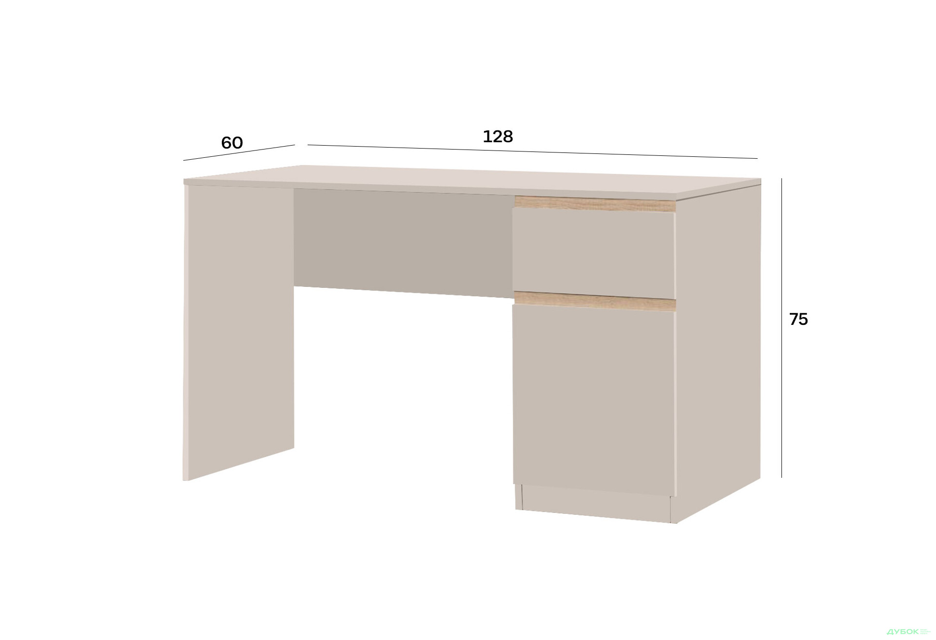 Стіл Світ Меблів Фріда з шухлядою і тумбою 128 см, тоффі / дуб сонома - Зображення 4 Зображення 4 - Стіл Світ Меблів Фріда з шухлядою і тумбою 128 см, тоффі / дуб сонома