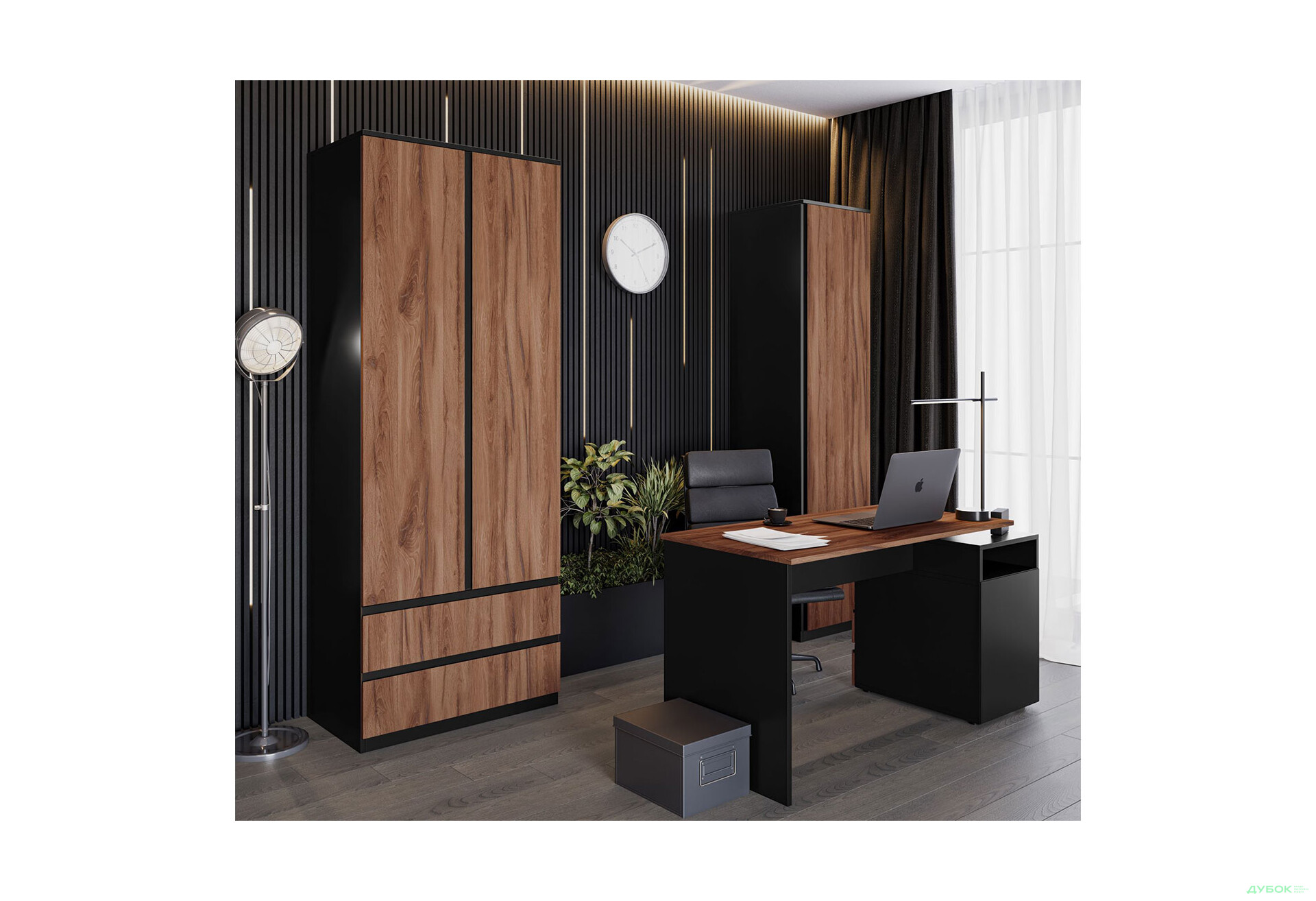 Комплект в офіс Світ Меблів чорний / дуб ліворно - Зображення 1 Зображення 1 - Комплект в офіс Світ Меблів чорний / дуб ліворно