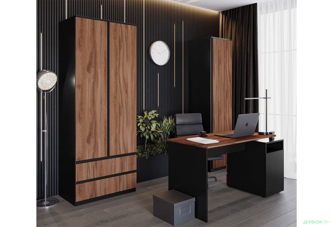Комплект в офіс Світ Меблів чорний / дуб ліворно - Зображення 1 Зображення 1 - Комплект в офіс Світ Меблів чорний / дуб ліворно