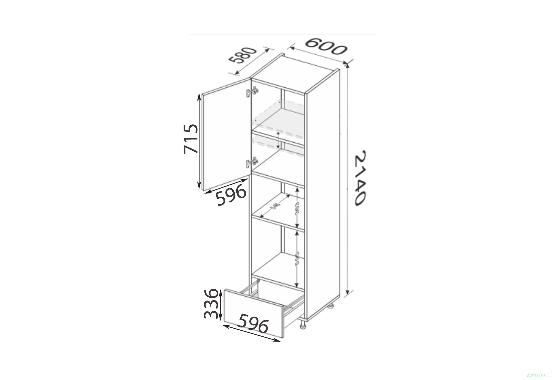 Зображення 2 - Пенал 60ПДМ1ШХ/2140 духовка + мікрохвильовка Pro Blum+Hettich Мері / Mary MiroMark