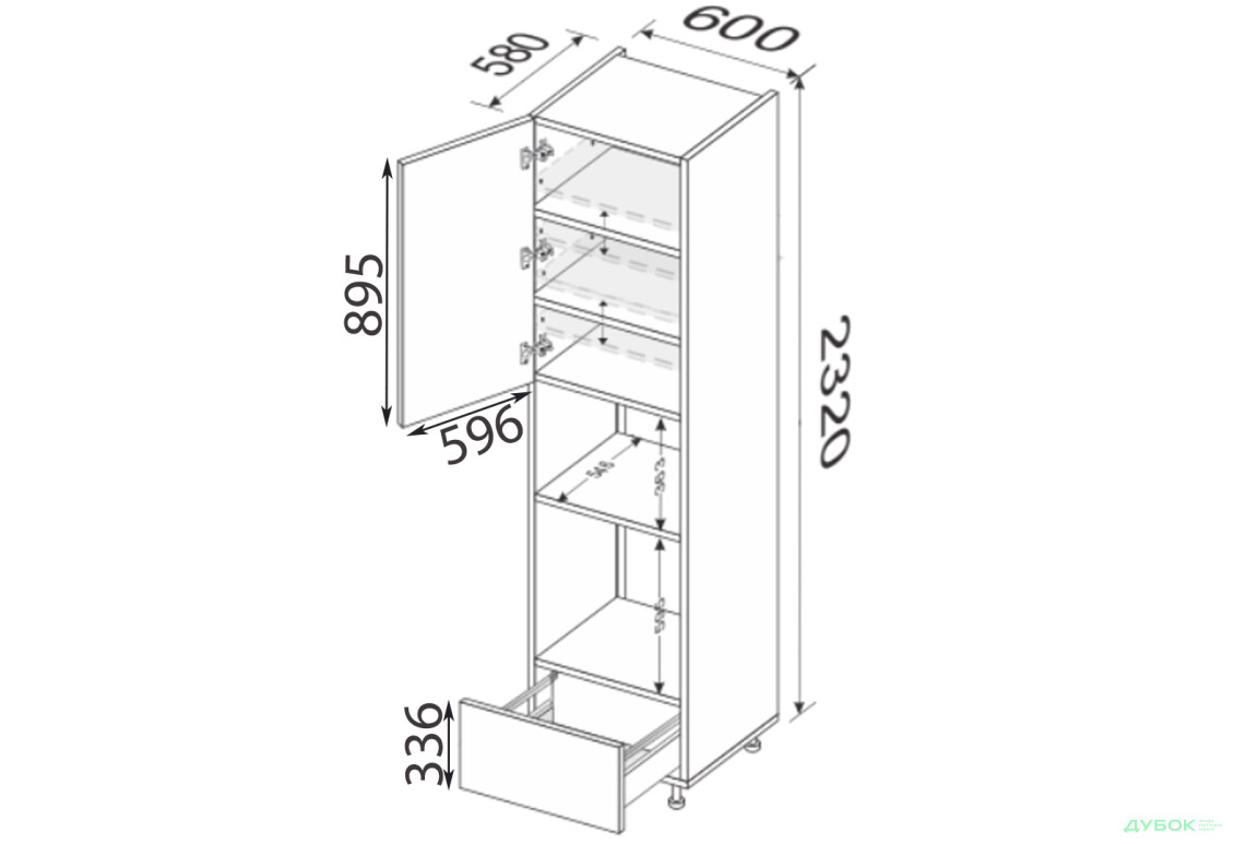 Зображення 2 - Пенал 60ПДМ1ШХ/2320 духовка + мікрохвильовка Pro Blum+Hettich Мері / Mary MiroMark