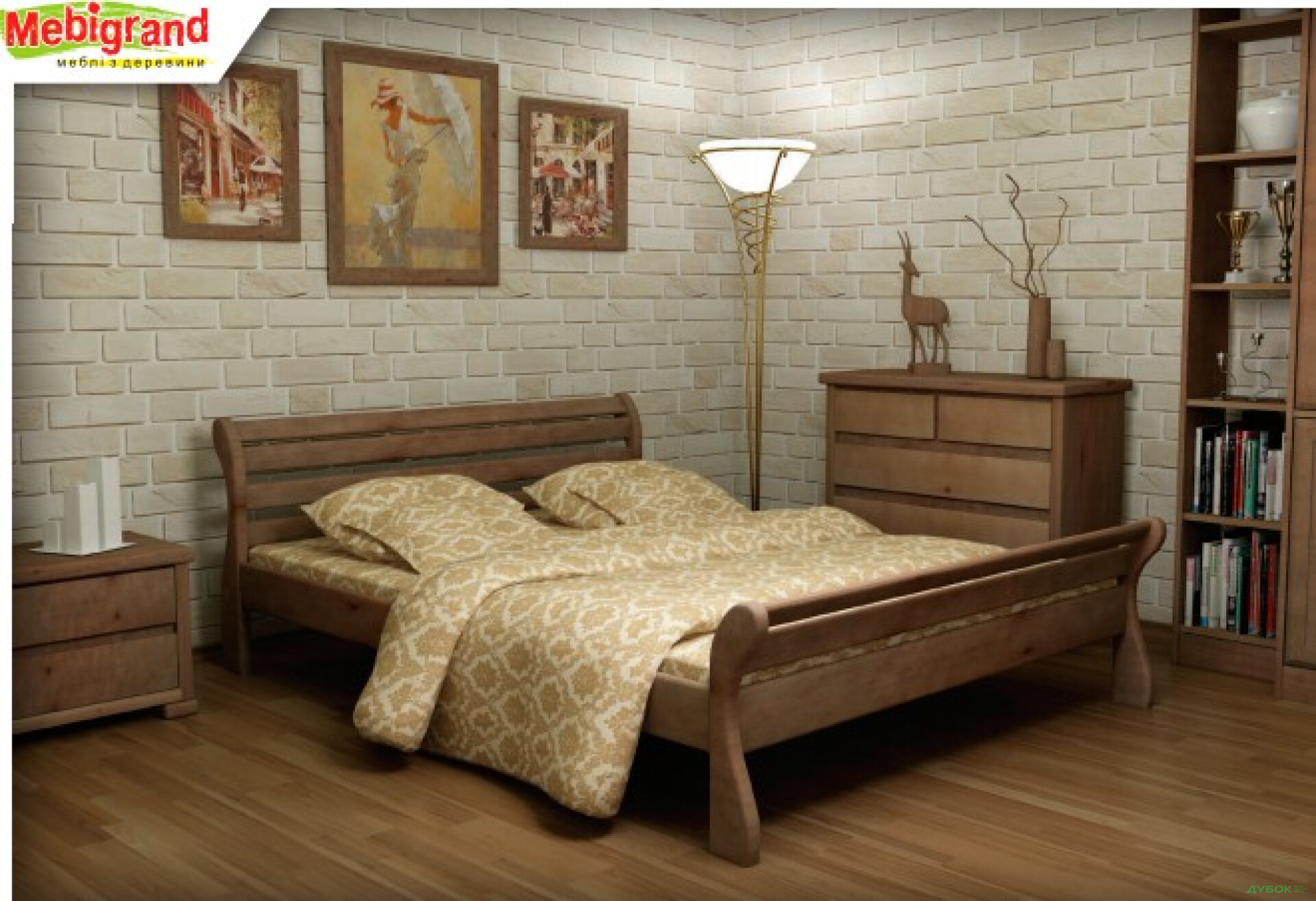 Фото 1 - Ліжко двоспальне дерев'яне Верона 180 Mebigrand