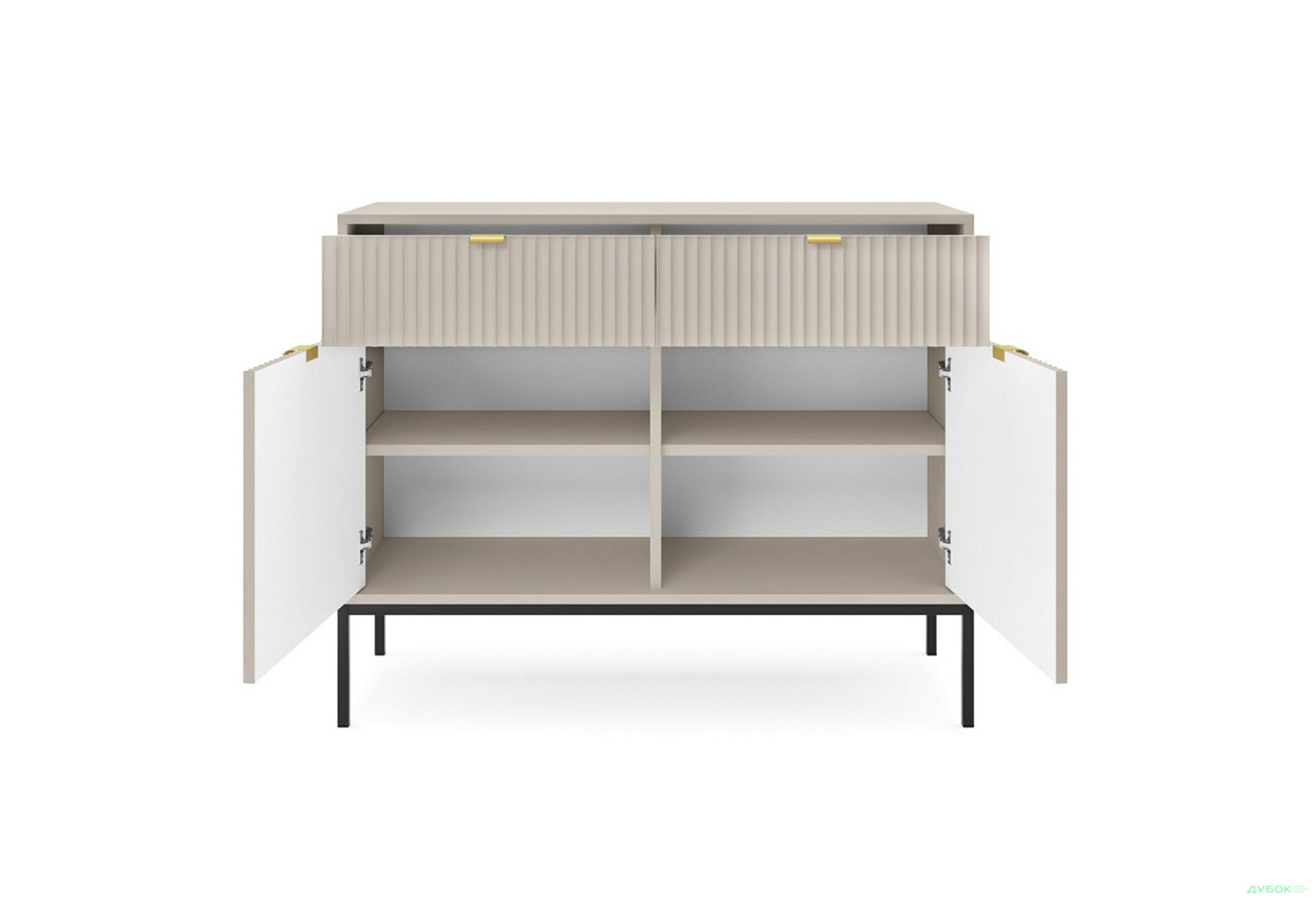 Комод Perfect Home Нова / Nova 2-дверный с 2 ящиками 104 см, кашемир, черные ножки - Изображение 4 Изображение 4 - Комод Perfect Home Нова / Nova 2-дверный с 2 ящиками 104 см, кашемир, черные ножки