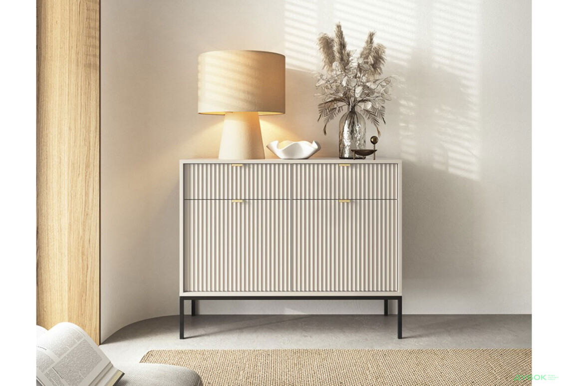 Комод Perfect Home Нова / Nova 2-дверный с 2 ящиками 104 см, кашемир, черные ножки - Изображение 2 Изображение 2 - Комод Perfect Home Нова / Nova 2-дверный с 2 ящиками 104 см, кашемир, черные ножки