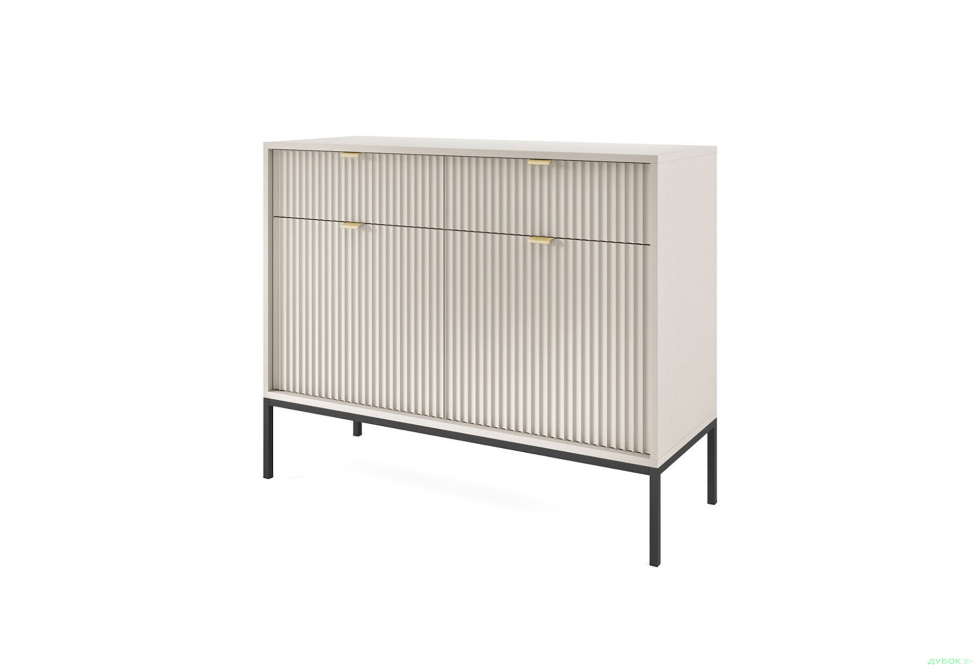 Комод Perfect Home Нова / Nova 2-дверный с 2 ящиками 104 см, кашемир, черные ножки - Изображение 1 Изображение 1 - Комод Perfect Home Нова / Nova 2-дверный с 2 ящиками 104 см, кашемир, черные ножки