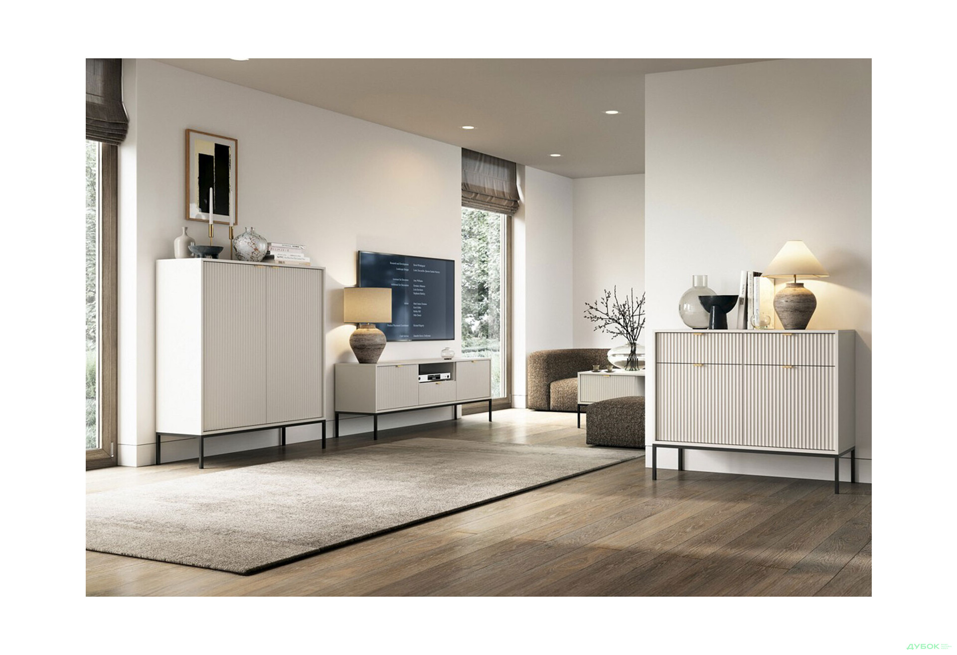 Комод Perfect Home Нова / Nova 2-дверний 104 см, кашемір, чорні ніжки - Зображення 3 Зображення 3 - Комод Perfect Home Нова / Nova 2-дверний 104 см, кашемір, чорні ніжки