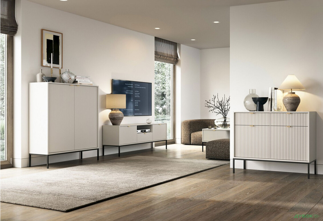 Комод Perfect Home Нова / Nova 2-дверний 104 см, кашемір, чорні ніжки - Зображення 3 Зображення 3 - Комод Perfect Home Нова / Nova 2-дверний 104 см, кашемір, чорні ніжки