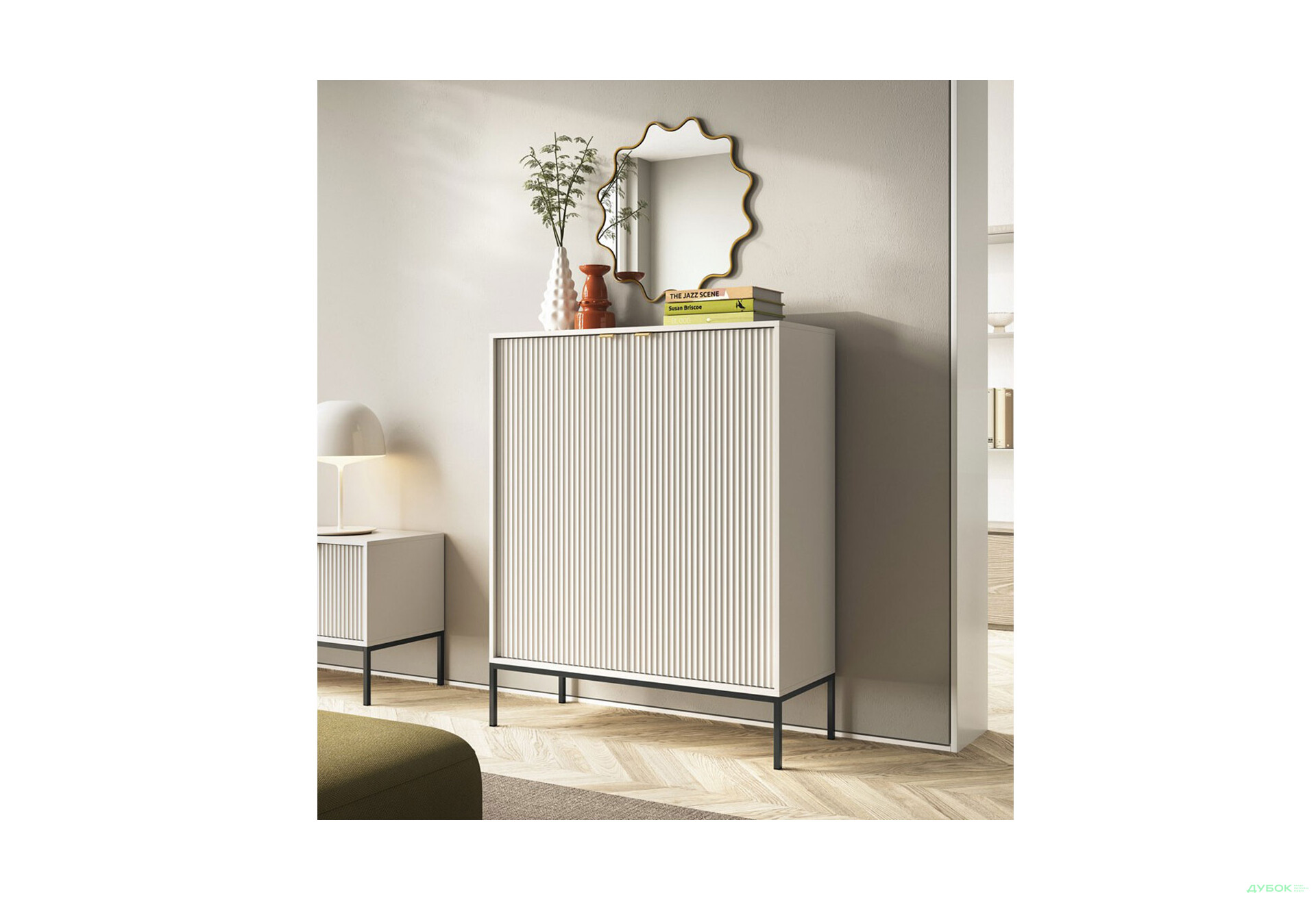 Комод Perfect Home Нова / Nova 2-дверний 104 см, кашемір, чорні ніжки - Зображення 2 Зображення 2 - Комод Perfect Home Нова / Nova 2-дверний 104 см, кашемір, чорні ніжки