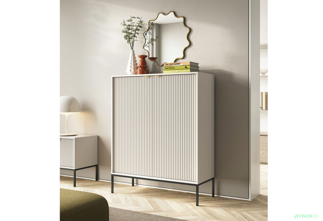 Комод Perfect Home Нова / Nova 2-дверний 104 см, кашемір, чорні ніжки - Зображення 2 Зображення 2 - Комод Perfect Home Нова / Nova 2-дверний 104 см, кашемір, чорні ніжки