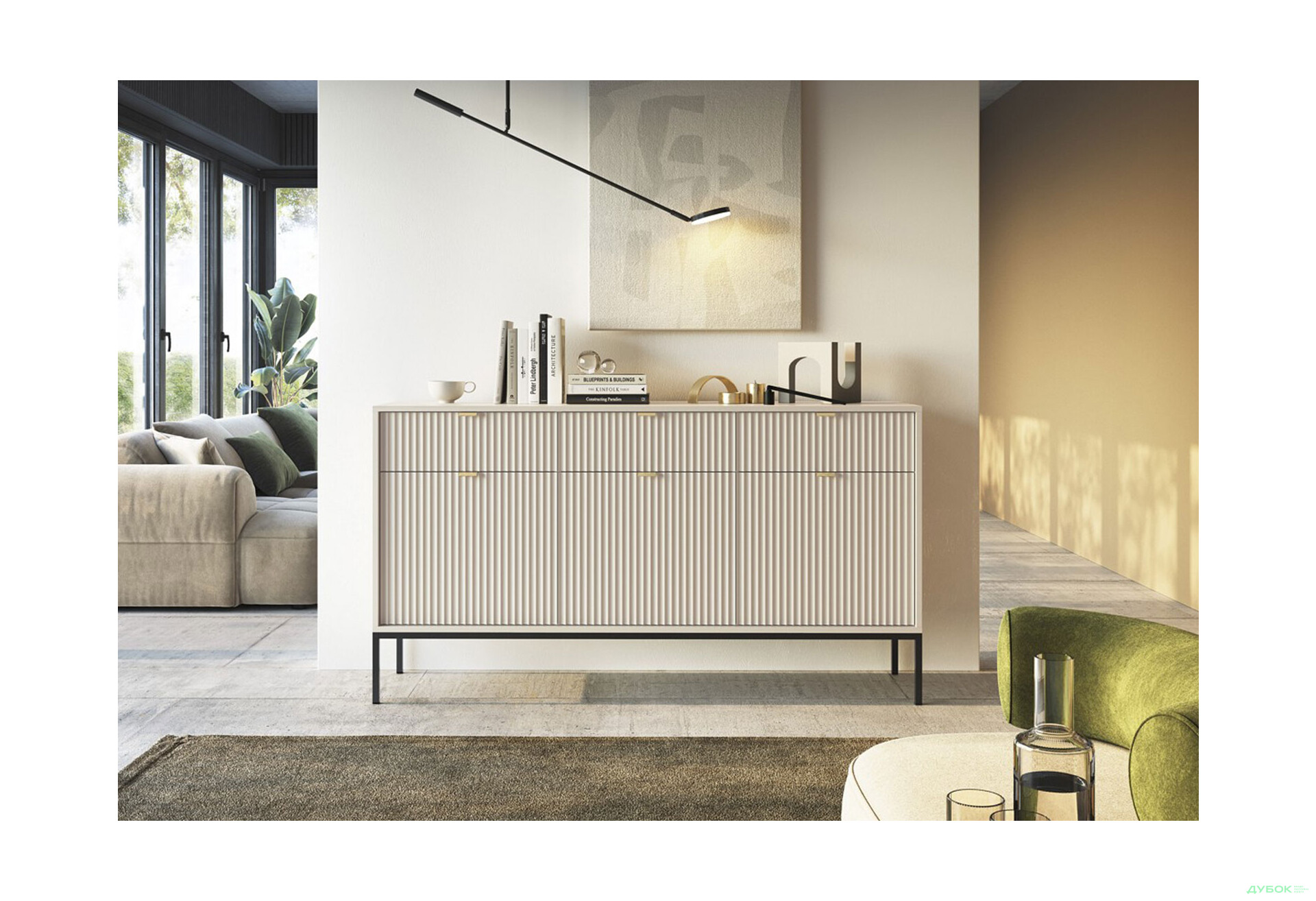 Комод Perfect Home Нова / Nova 3-дверний з 3 шухлядами 154 см, кашемір, чорні ніжки - Зображення 2 Зображення 2 - Комод Perfect Home Нова / Nova 3-дверний з 3 шухлядами 154 см, кашемір, чорні ніжки