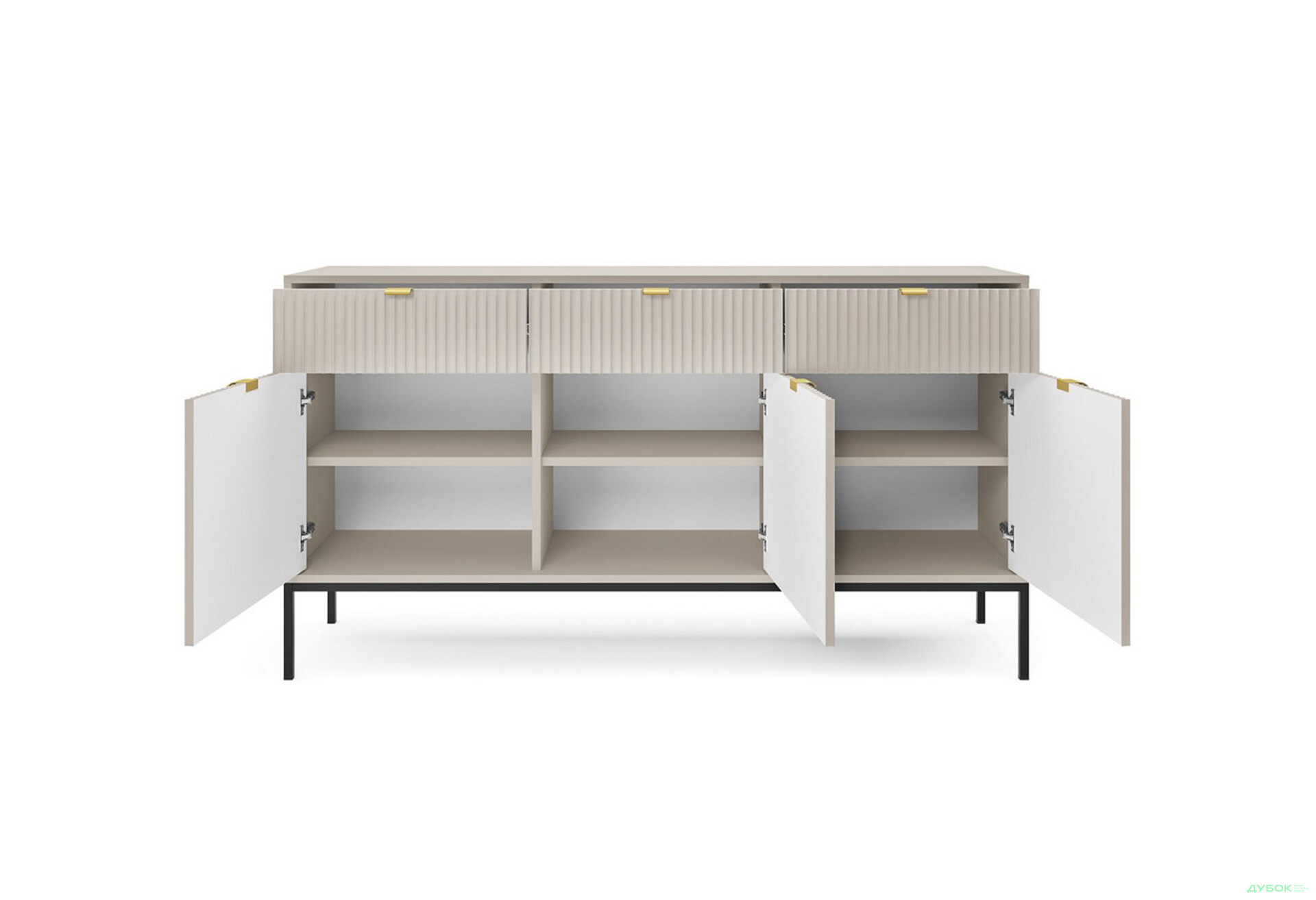 Комод Perfect Home Нова / Nova 3-дверний з 3 шухлядами 154 см, кашемір, чорні ніжки - Зображення 4 Зображення 4 - Комод Perfect Home Нова / Nova 3-дверний з 3 шухлядами 154 см, кашемір, чорні ніжки