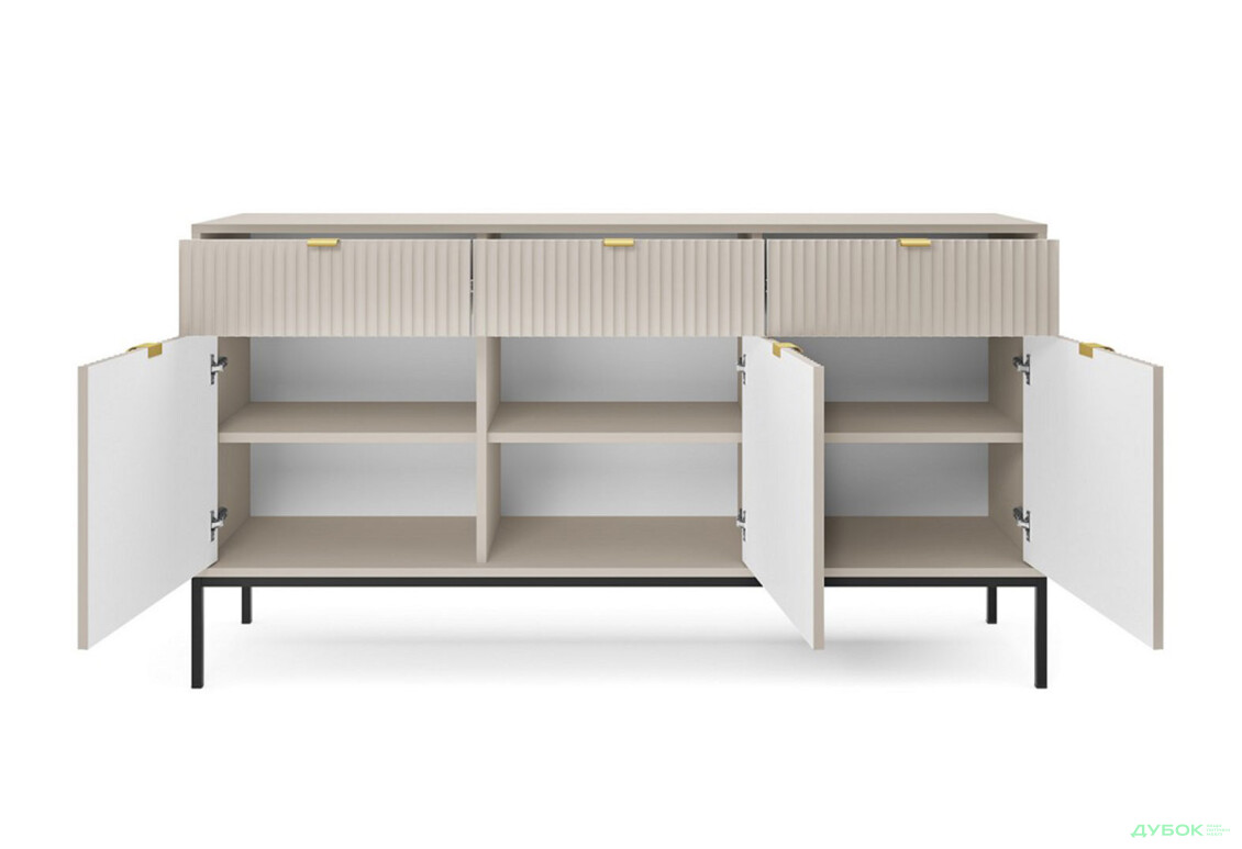 Комод Perfect Home Нова / Nova 3-дверний з 3 шухлядами 154 см, кашемір, чорні ніжки - Зображення 4 Зображення 4 - Комод Perfect Home Нова / Nova 3-дверний з 3 шухлядами 154 см, кашемір, чорні ніжки