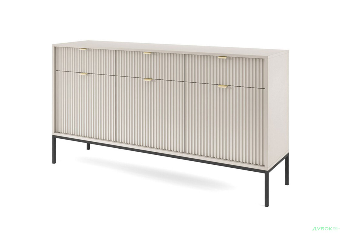 Комод Perfect Home Нова / Nova 3-дверний з 3 шухлядами 154 см, кашемір, чорні ніжки - Зображення 1 Зображення 1 - Комод Perfect Home Нова / Nova 3-дверний з 3 шухлядами 154 см, кашемір, чорні ніжки